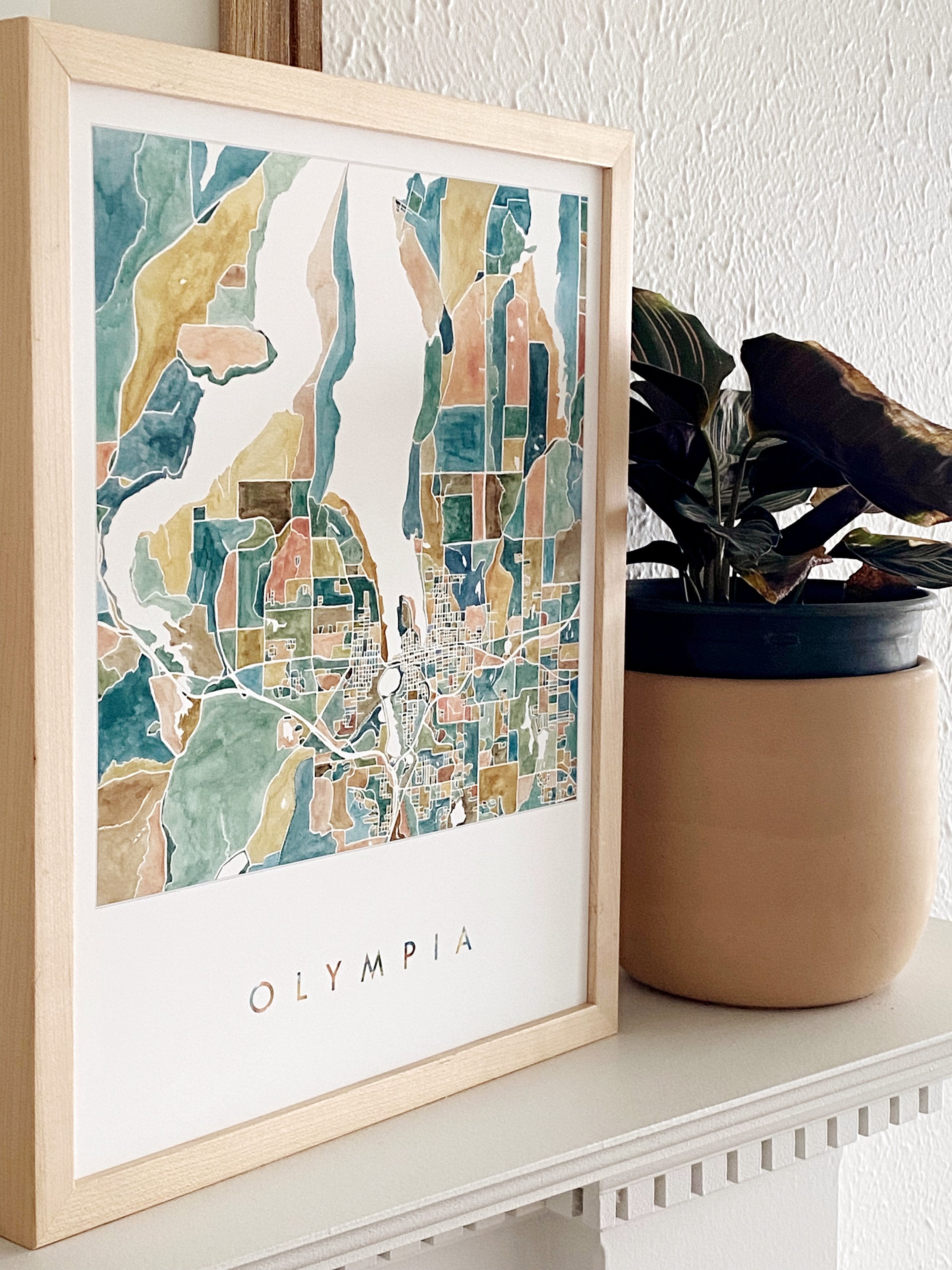 ColorFULL OLYMPIA Watercolor City Blocks Map: PRINT