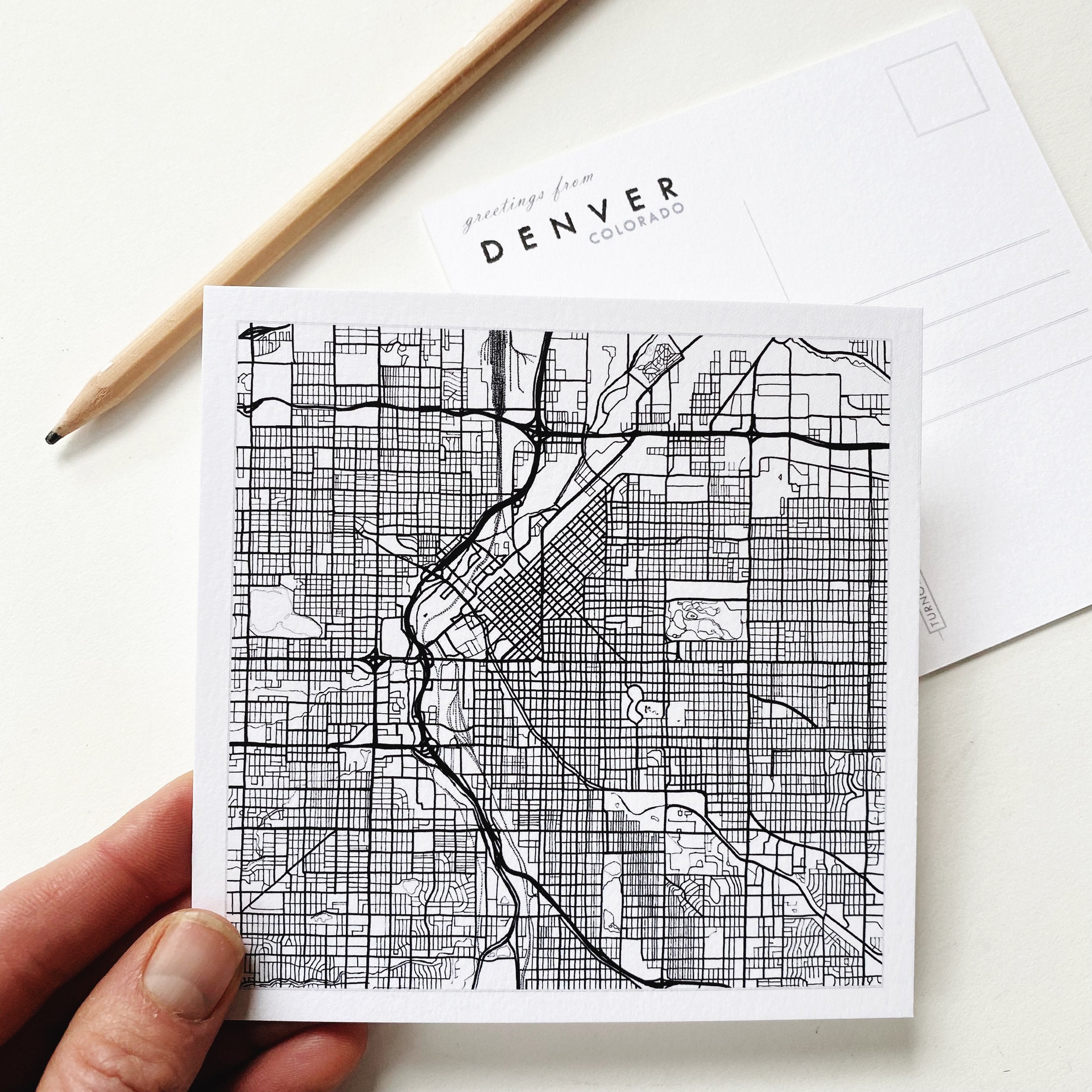 DENVER Colorado City Lines Map Postcard
