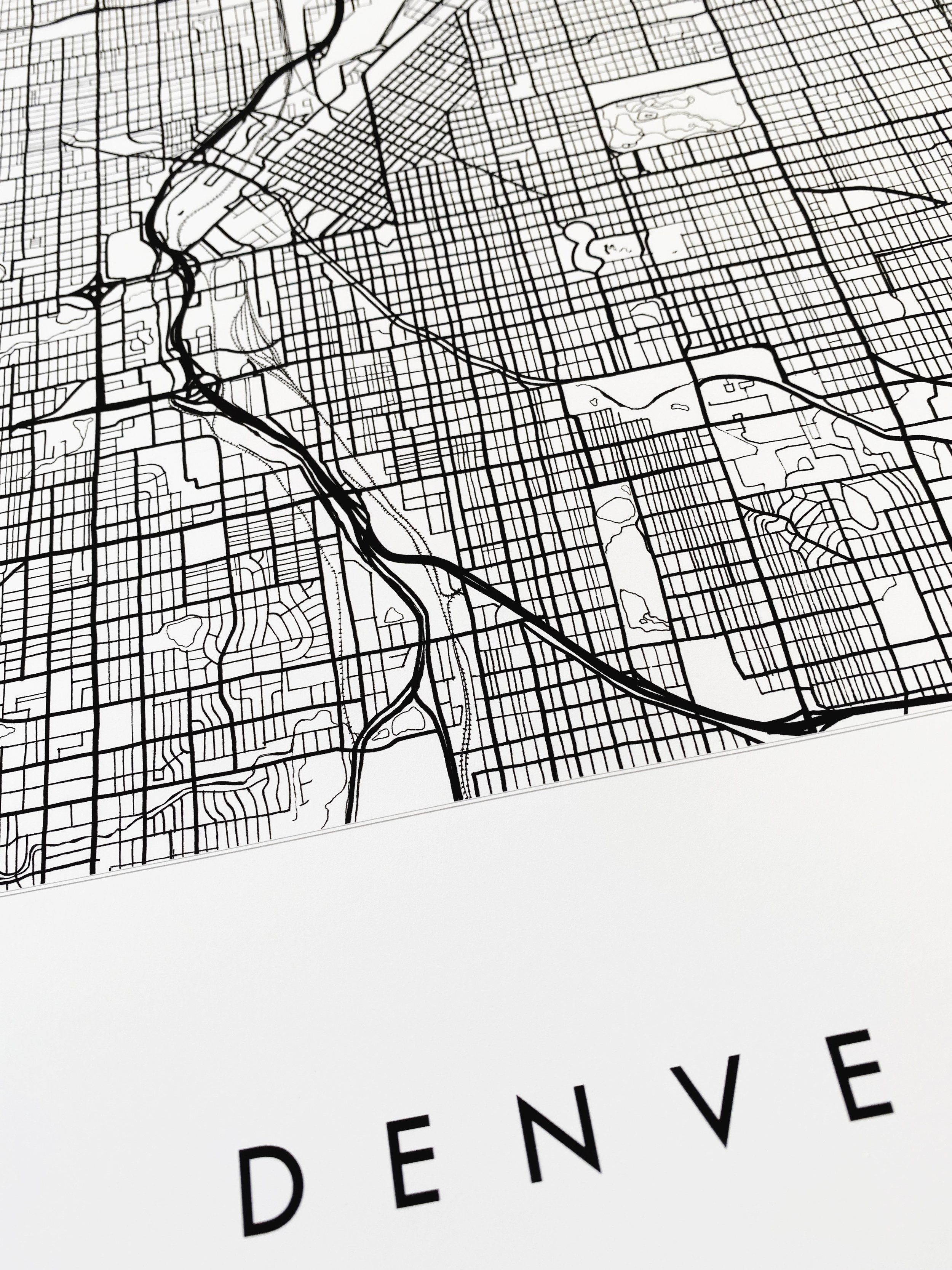 DENVER Colorado City Lines Map: PRINT