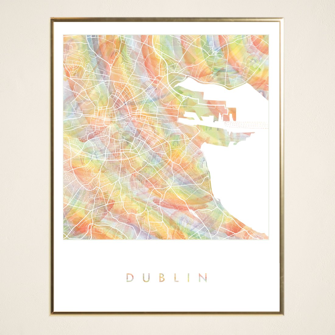 DUBLIN Pride Rainbow Watercolor Map: PRINT