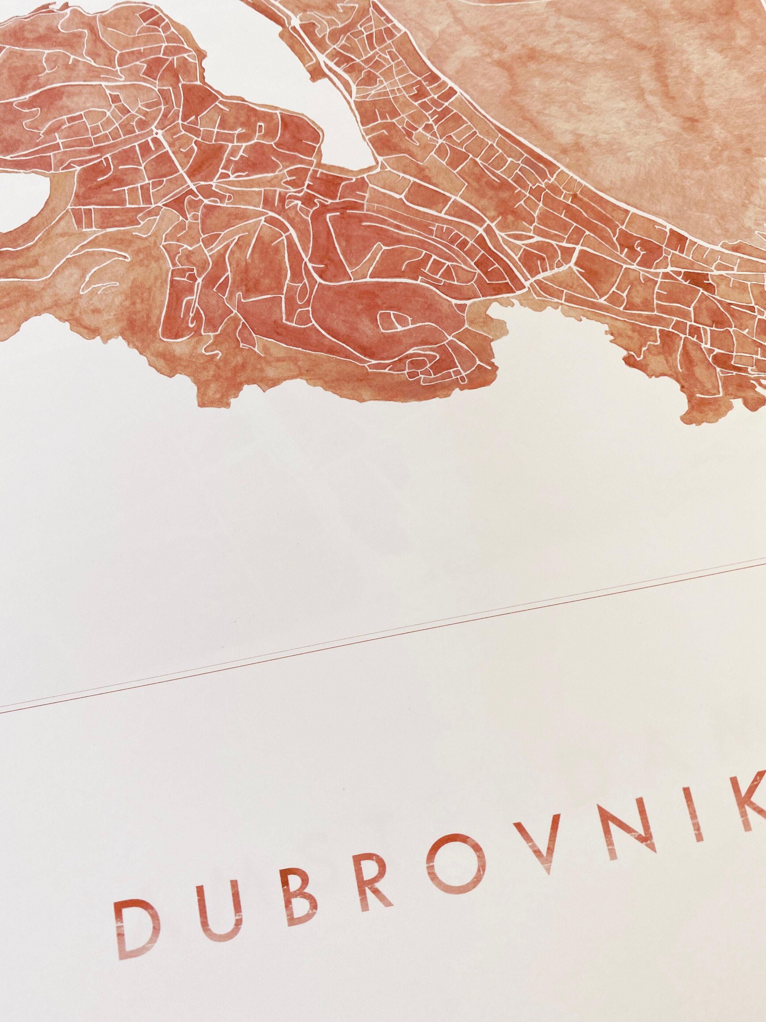 DUBROVNIK Watercolor City Blocks Map: PRINT
