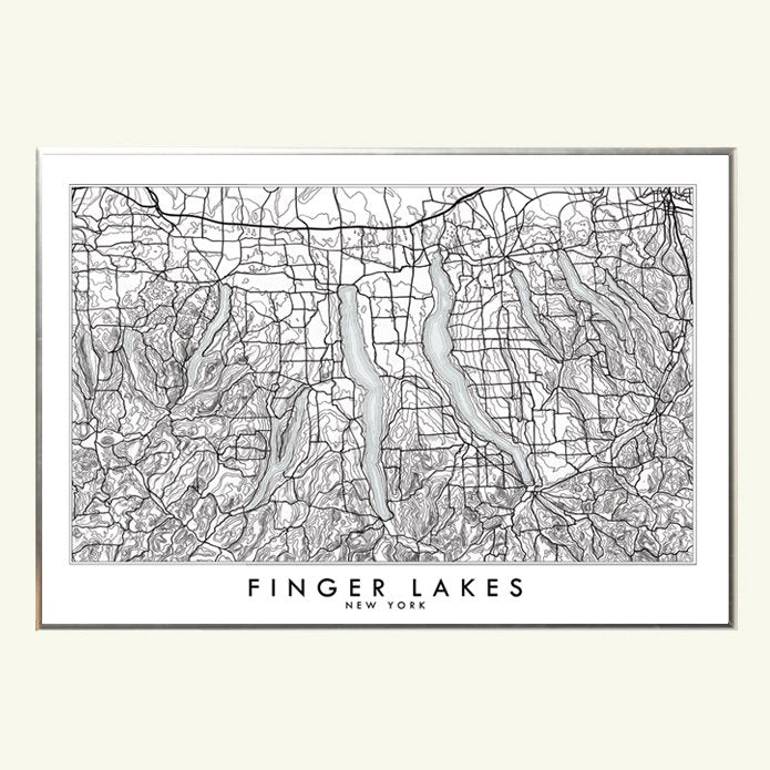 FINGER LAKES Topographical Map-drawing: PRINT