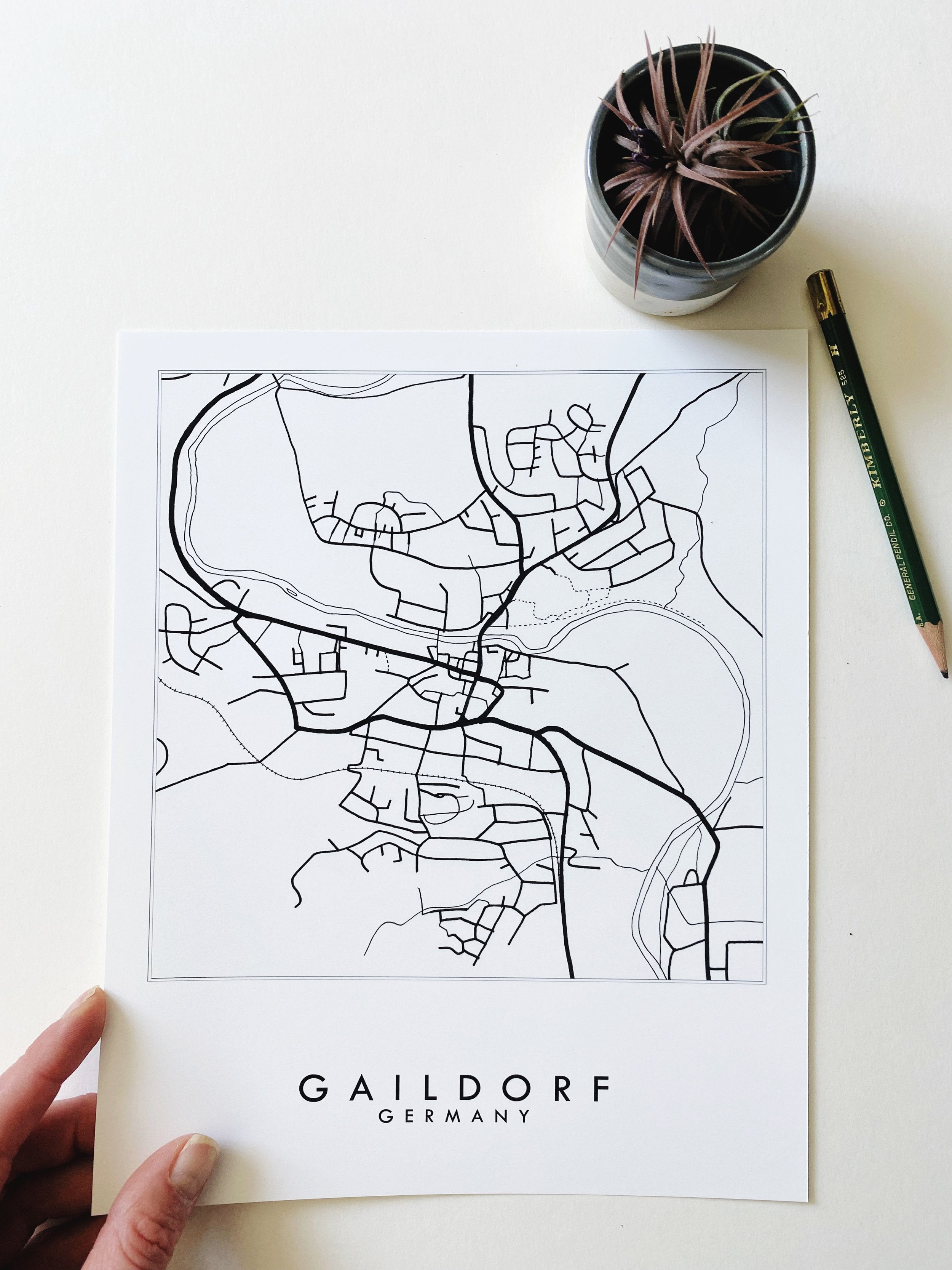 GAILDORF Germany City Lines Map: PRINT