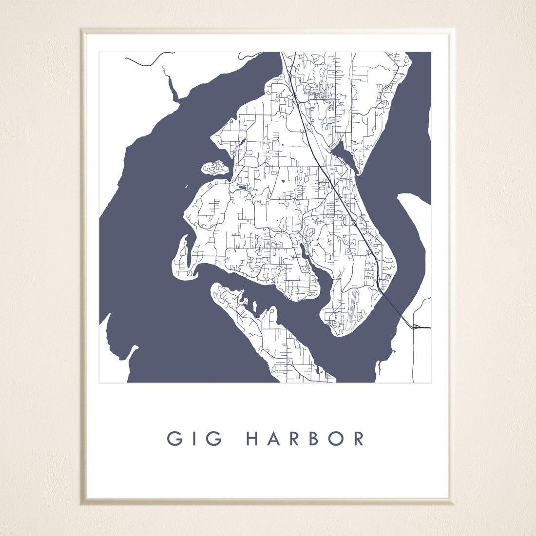 GIG HARBOR Washington "Blueprint" Map: PRINT