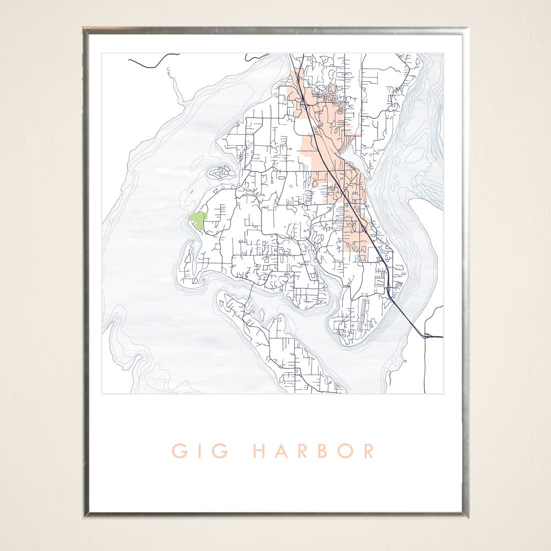 GIG HARBOR, Washington City Lines Map: PRINT