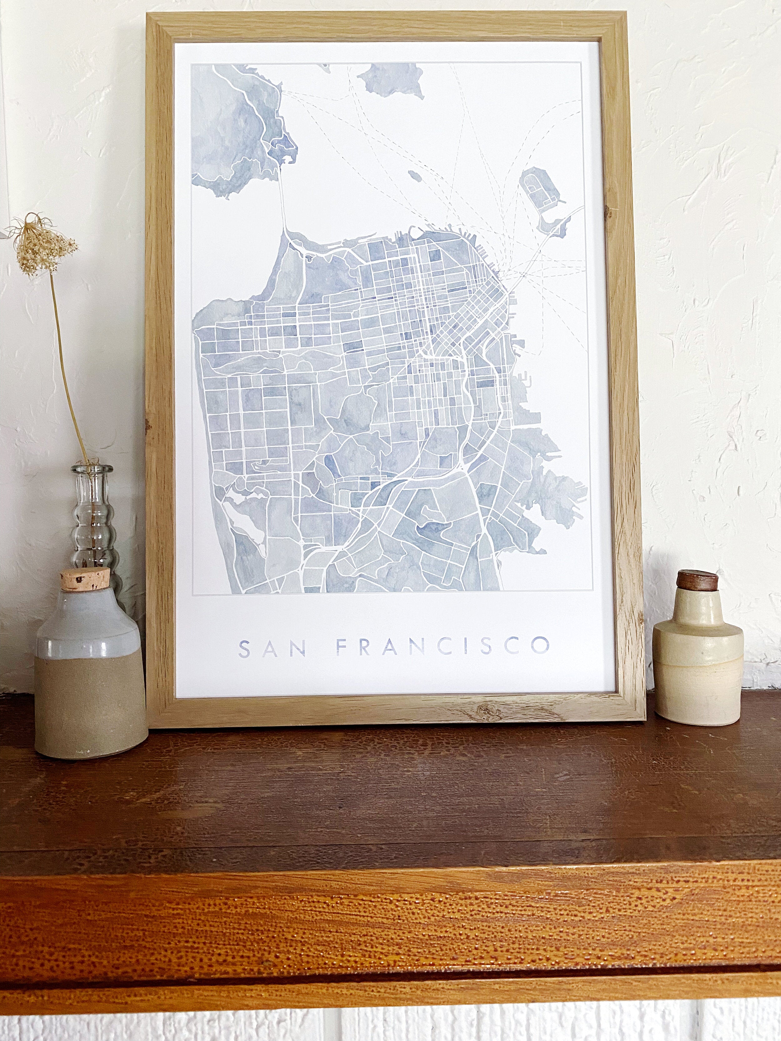 Greater SAN FRANCISCO Watercolor City Blocks Map: PRINT