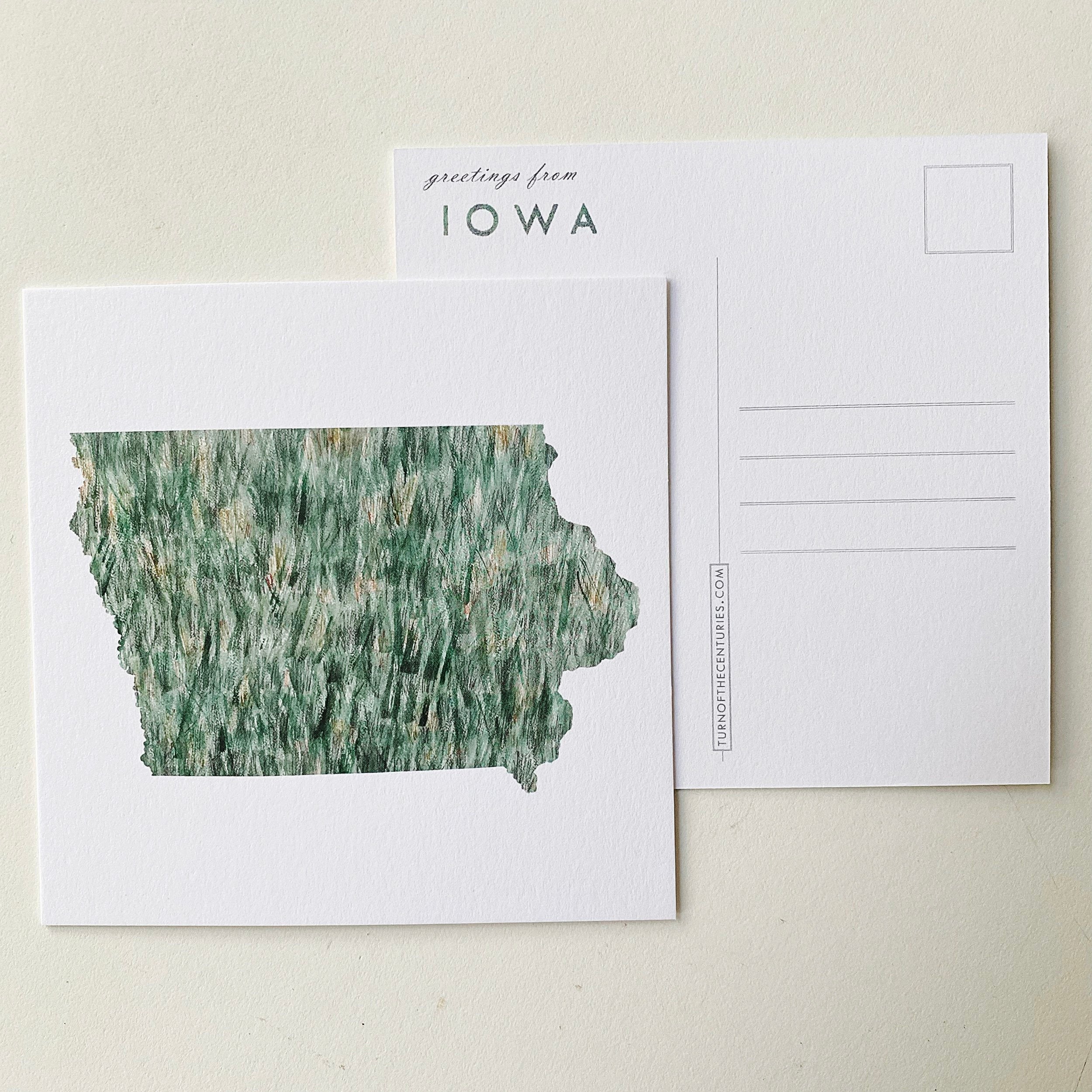 IOWA State Map Postcard