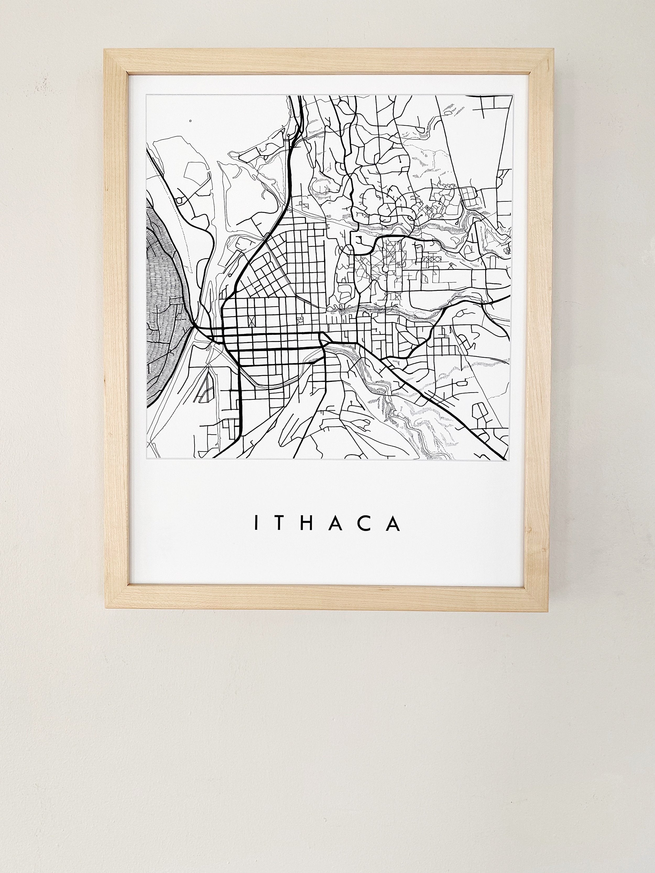 ITHACA Topo City Lines Map: PRINT