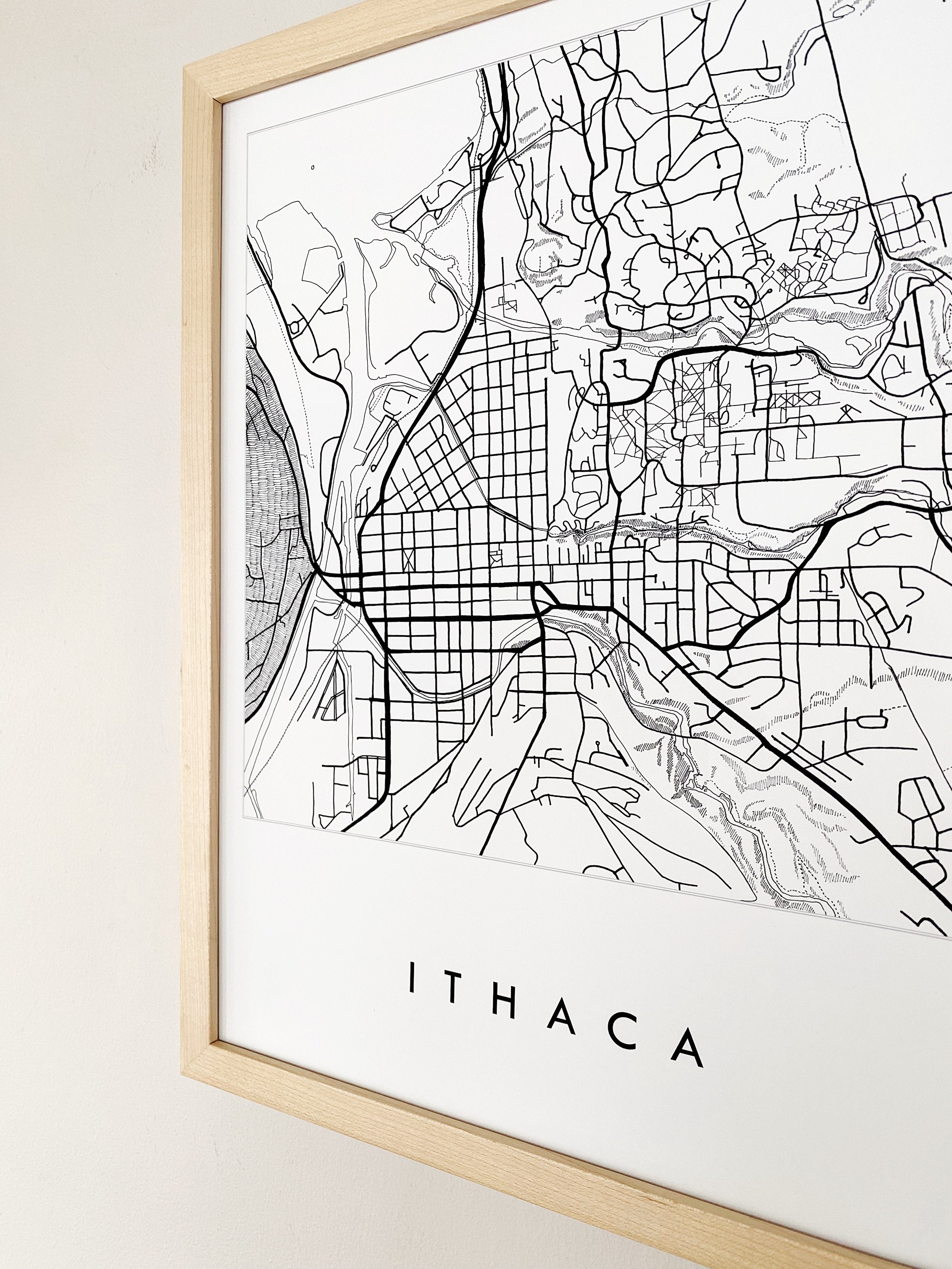 ITHACA Topo City Lines Map: PRINT