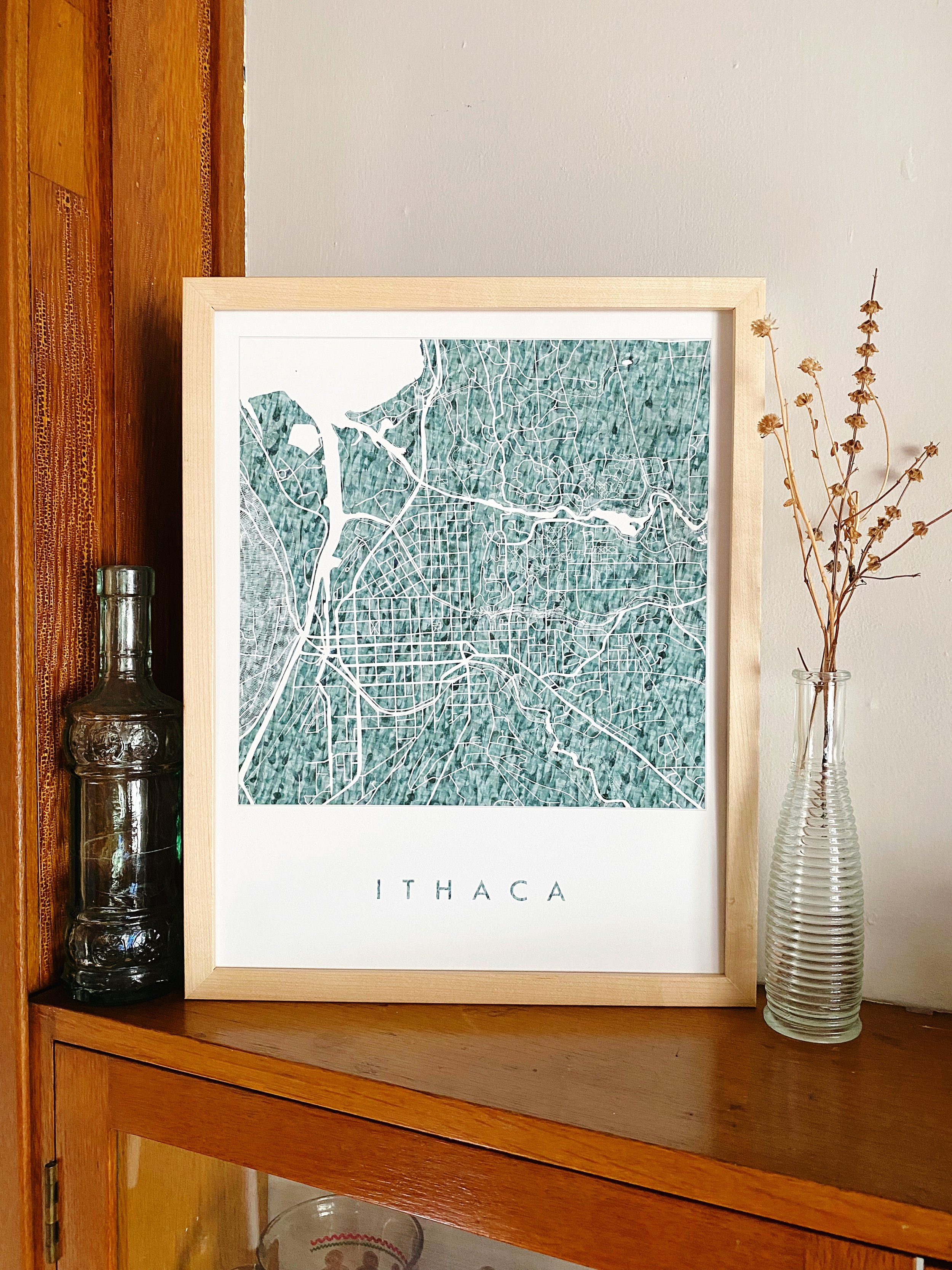 ITHACA New York Topgraphical Watercolor Map: PRINT
