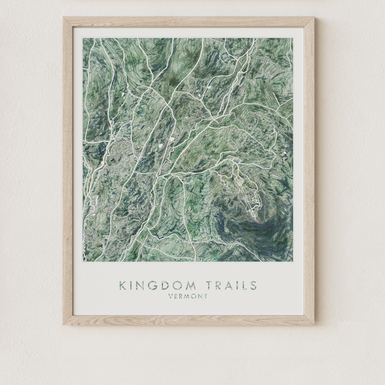 KINGDOM TRAILS Vermont Topographical Watercolor Map: PRINT