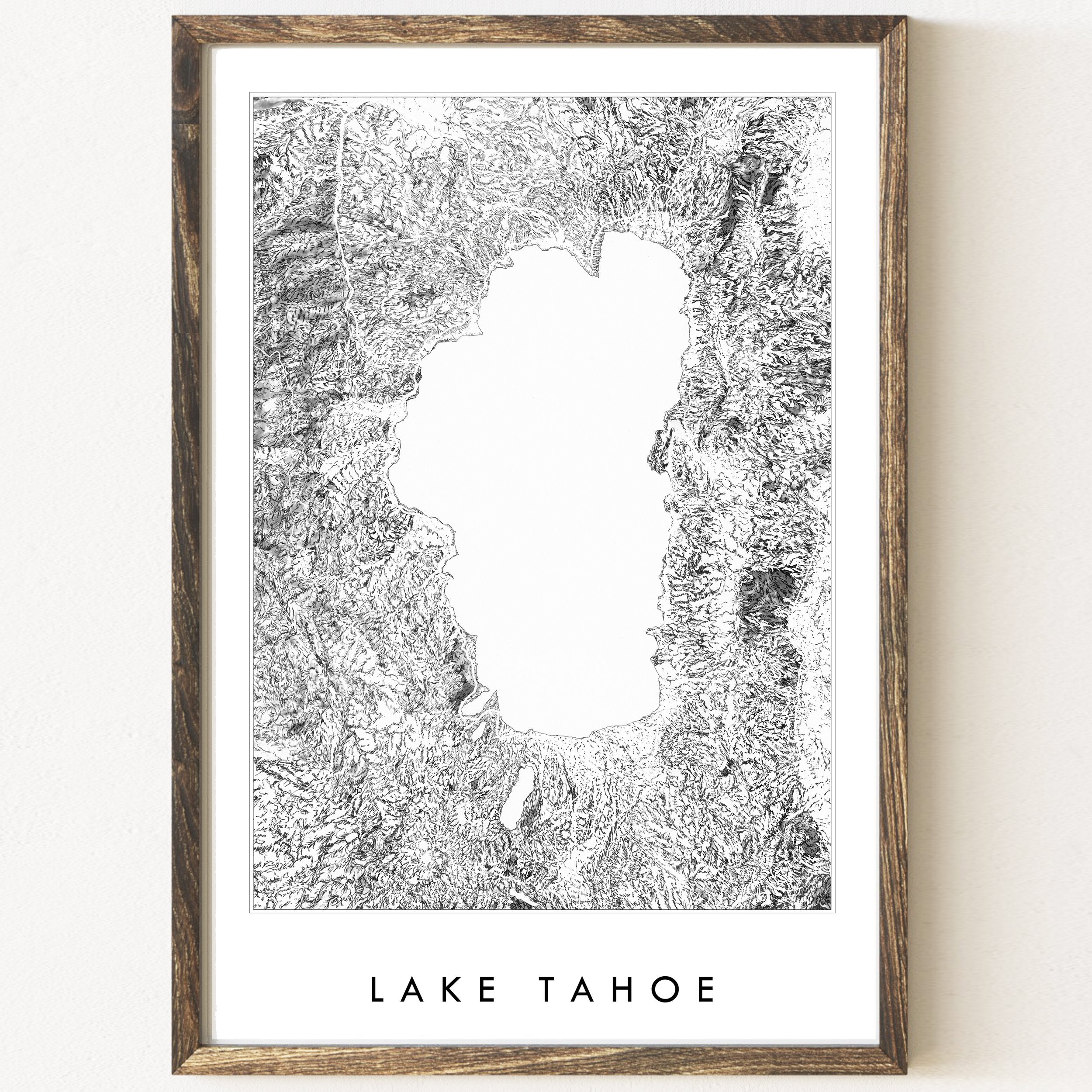 LAKE TAHOE Topographical Map-drawing: PRINT