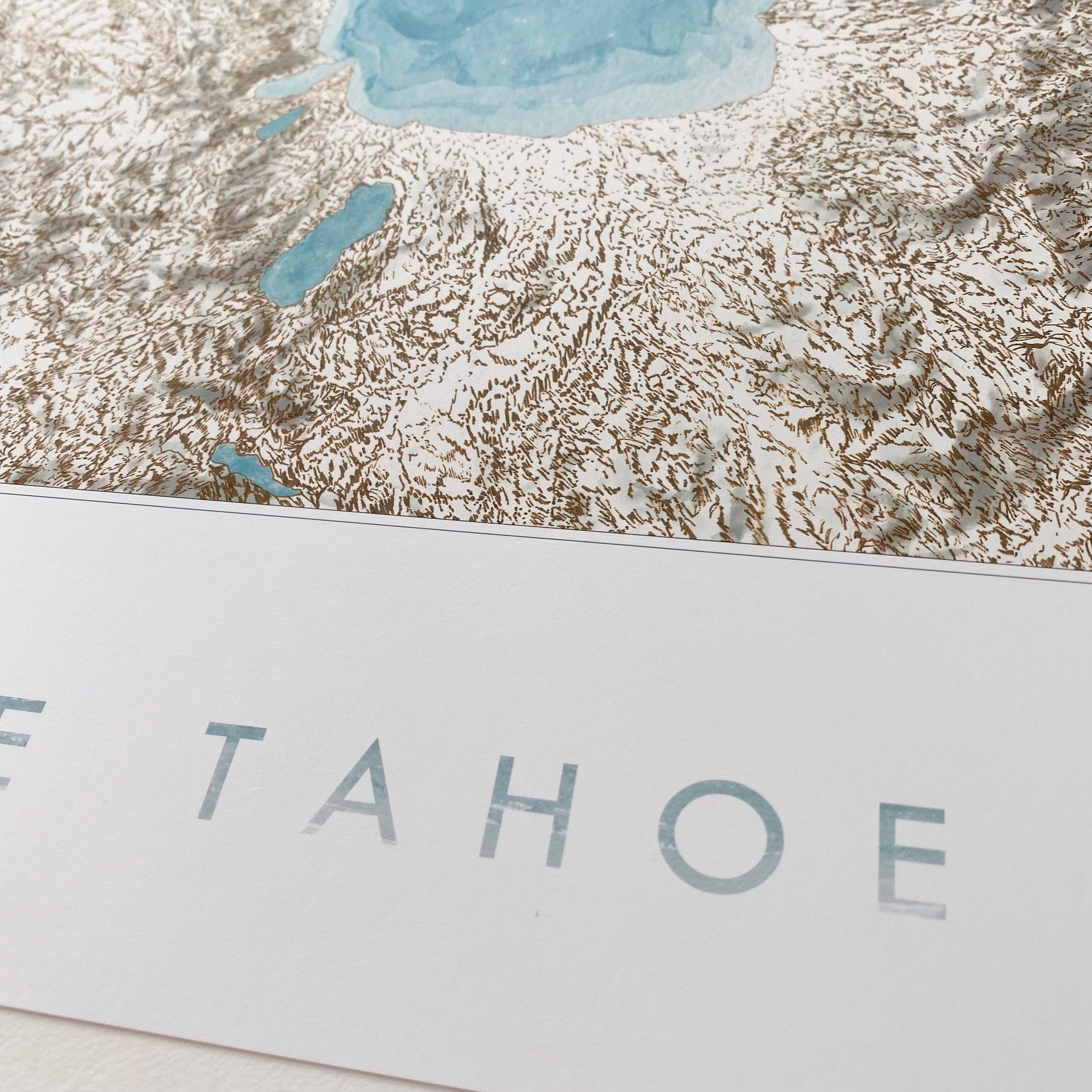 LAKE TAHOE Topographical Watercolor Map: PRINT