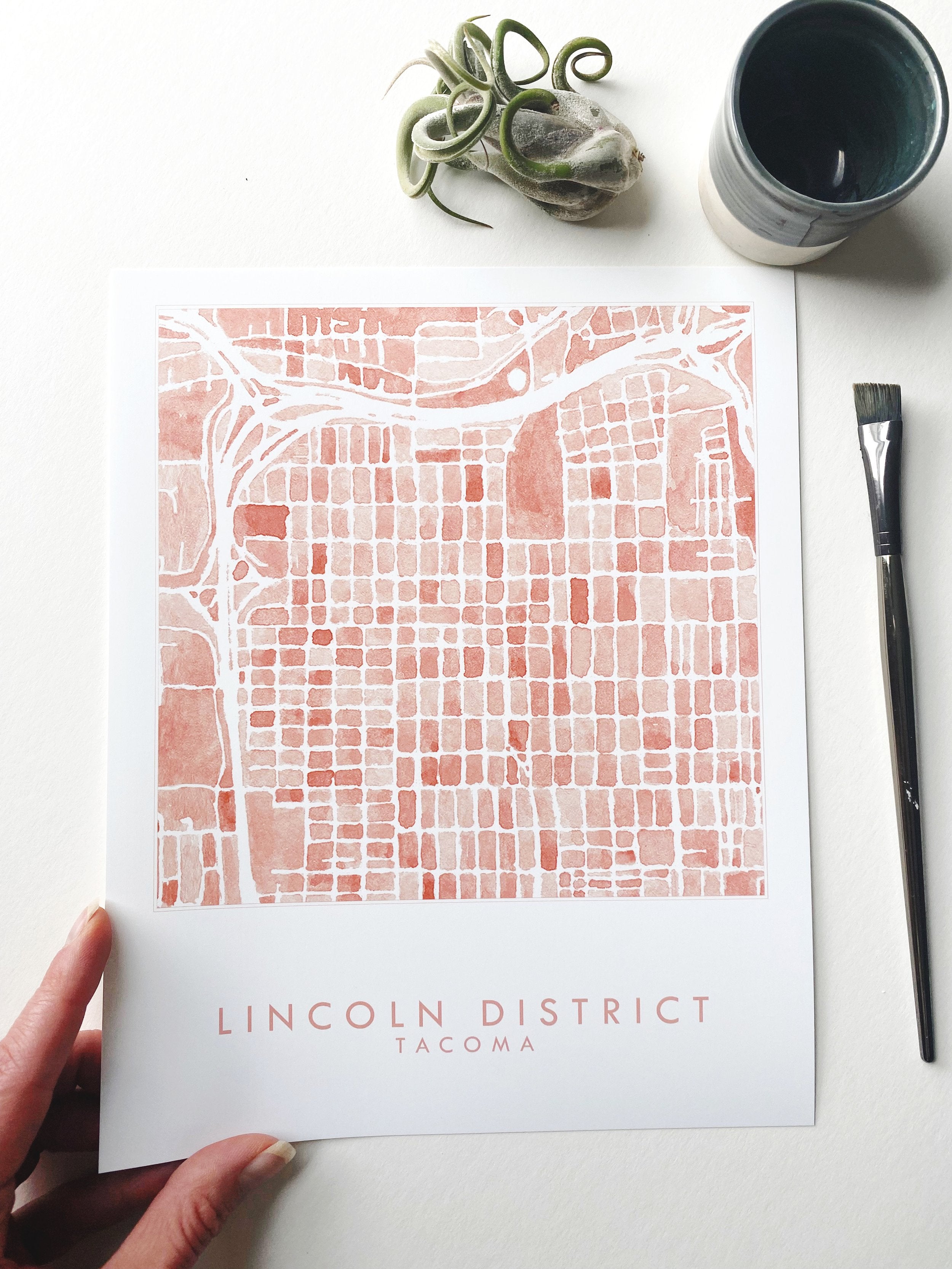 Lincoln District TACOMA Neighborhood Watercolor Map: PRINT