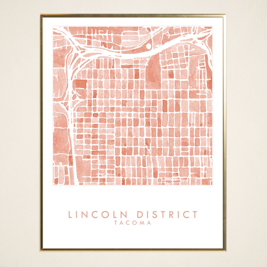 Lincoln District TACOMA Neighborhood Watercolor Map: PRINT