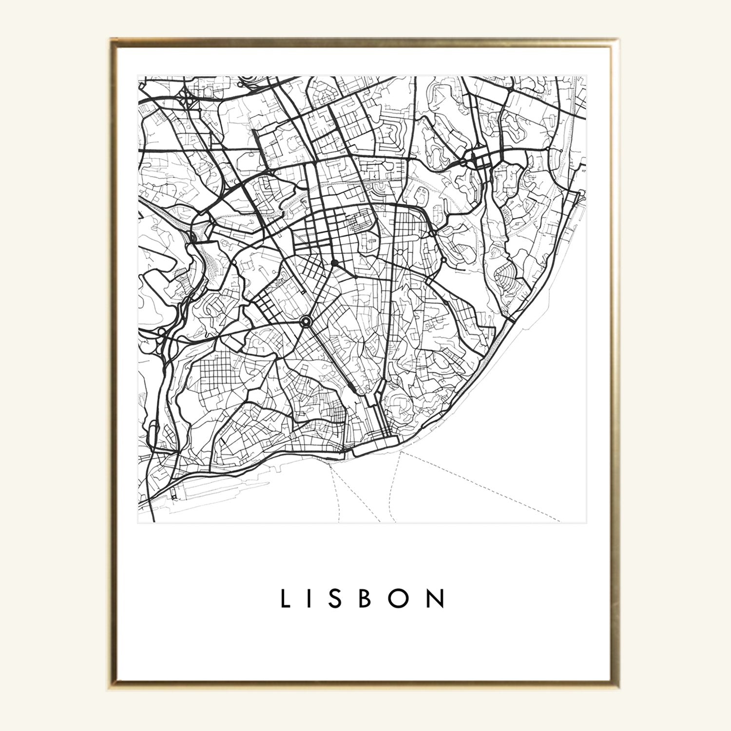 LISBON City Lines Map: PRINT