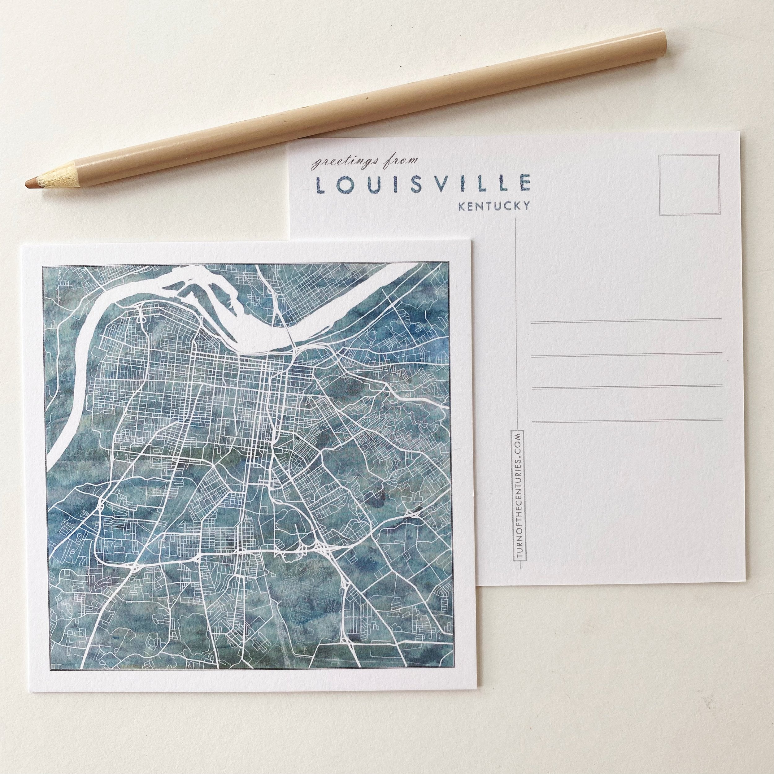LOUISVILLE Kentucky Map Postcard