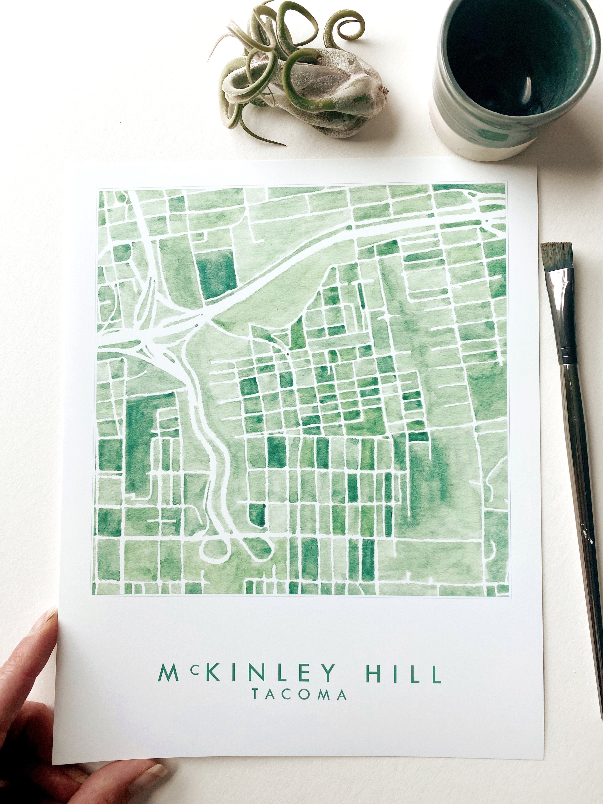 McKinley Hill TACOMA Neighborhood Watercolor Map: PRINT