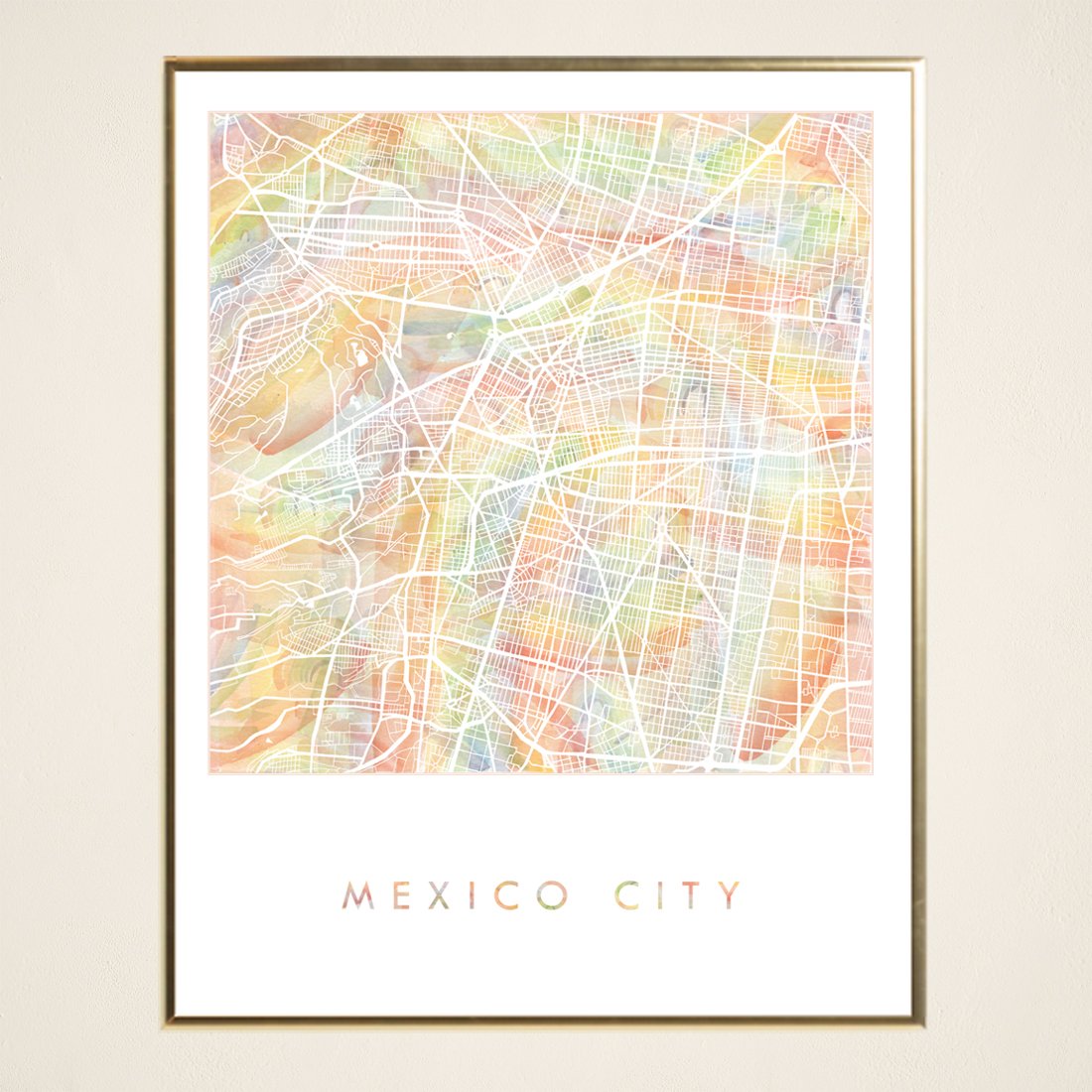 MEXICO CITY Pride Rainbow Watercolor Map: PRINT