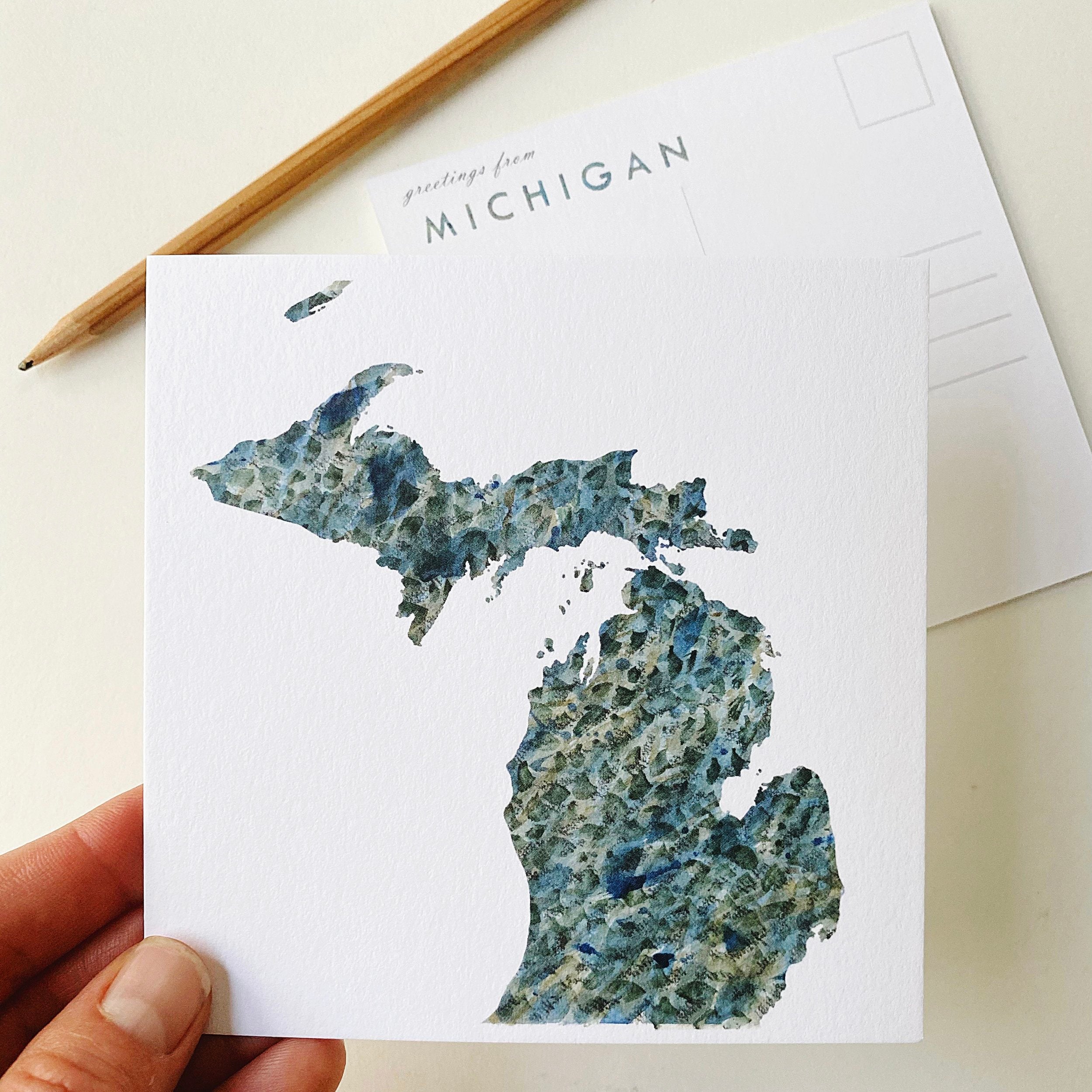 MICHIGAN State Map Postcard
