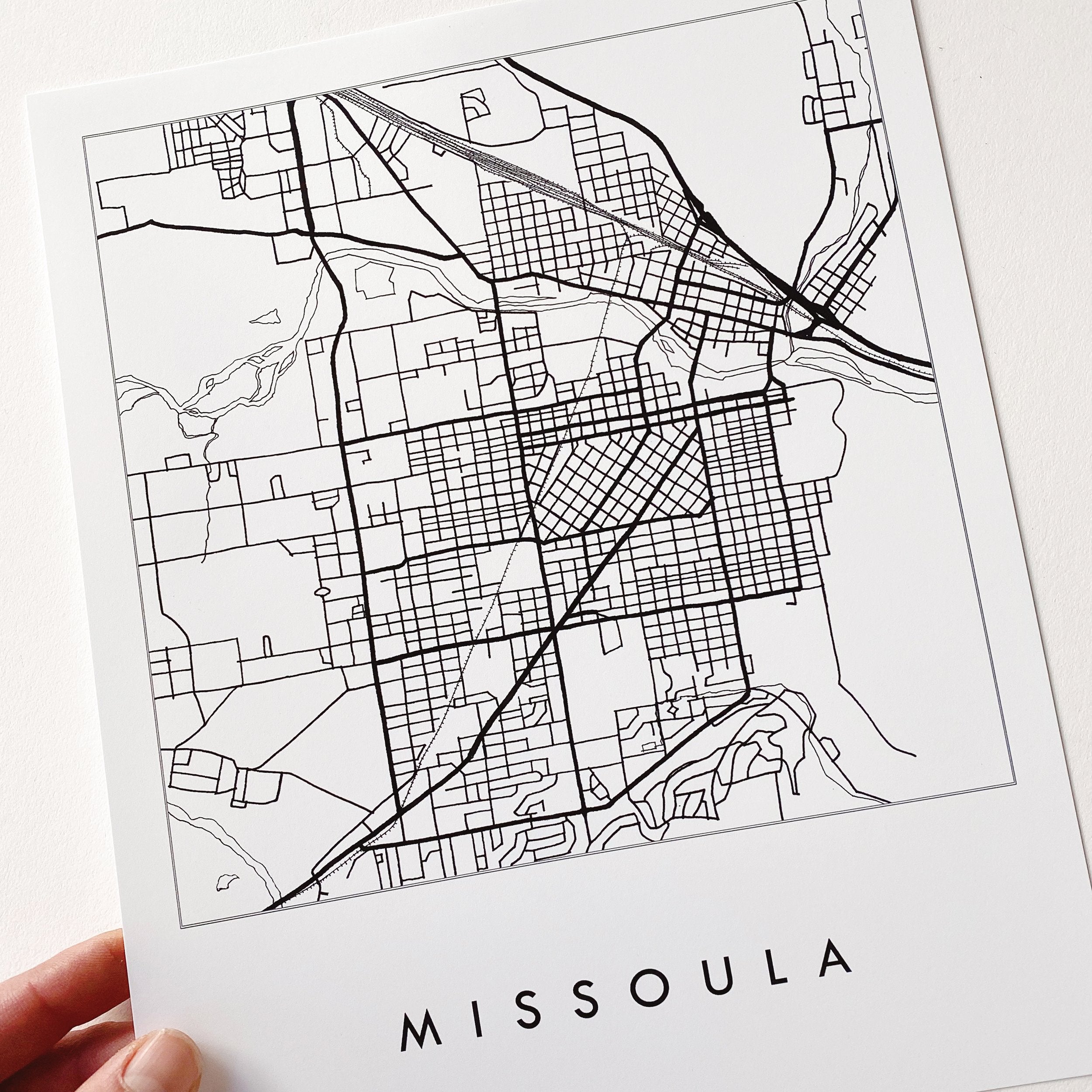 MISSOULA Montana City Lines Map: PRINT