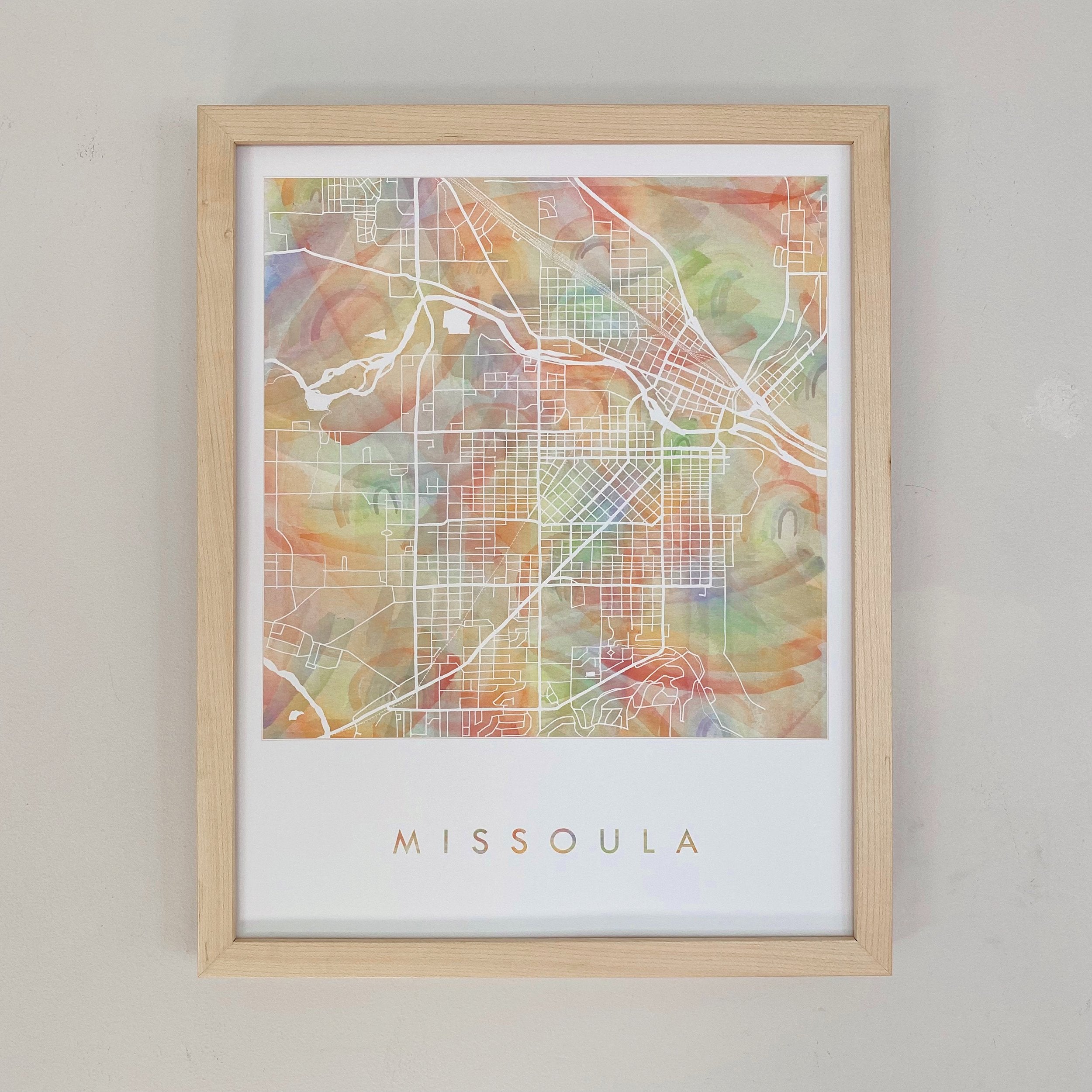 MISSOULA Pride Rainbow Watercolor Map: PRINT