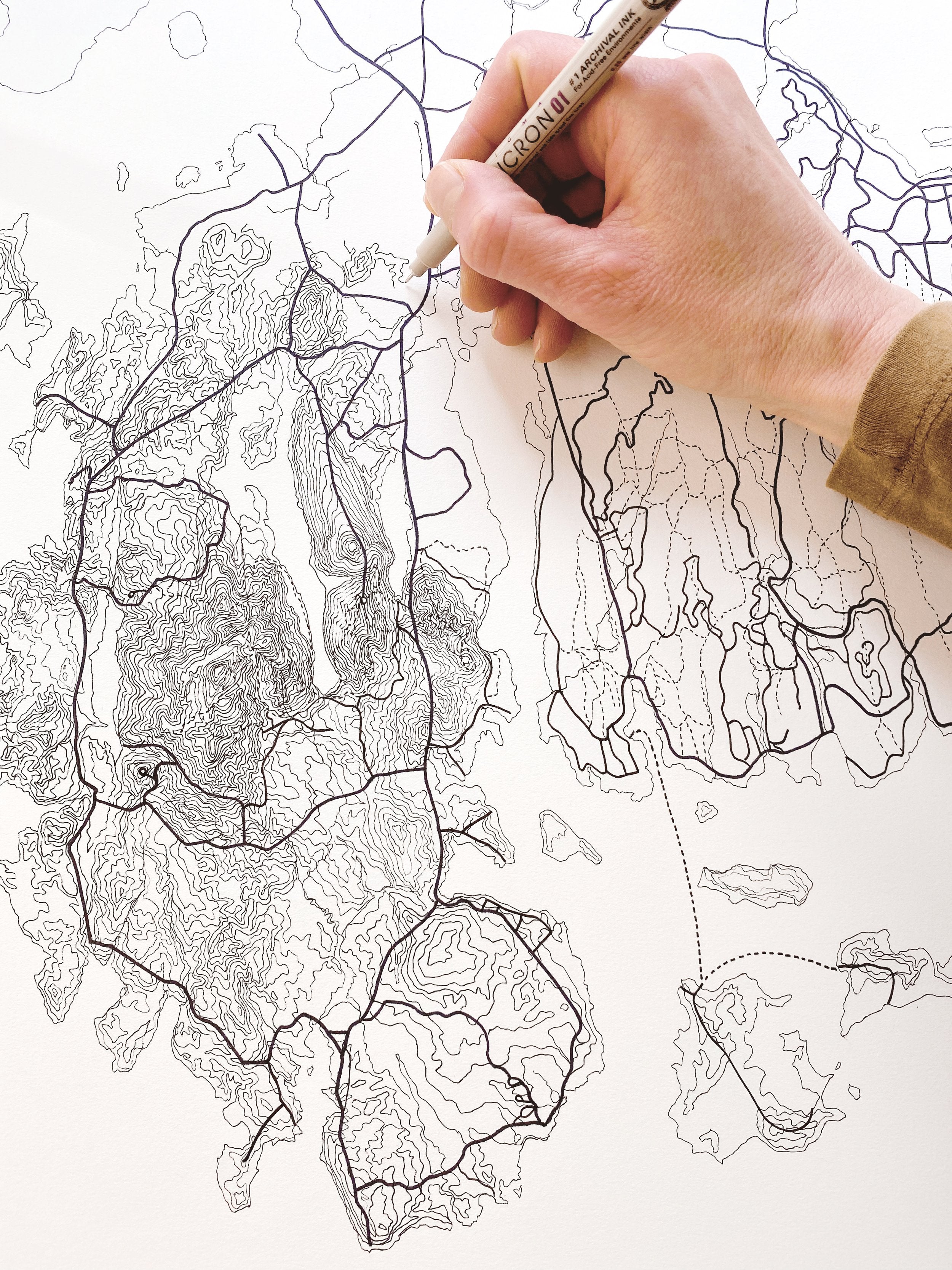 MOUNT DESERT ISLAND Acadia NP Topographical Watercolor Wash Map: PRINT
