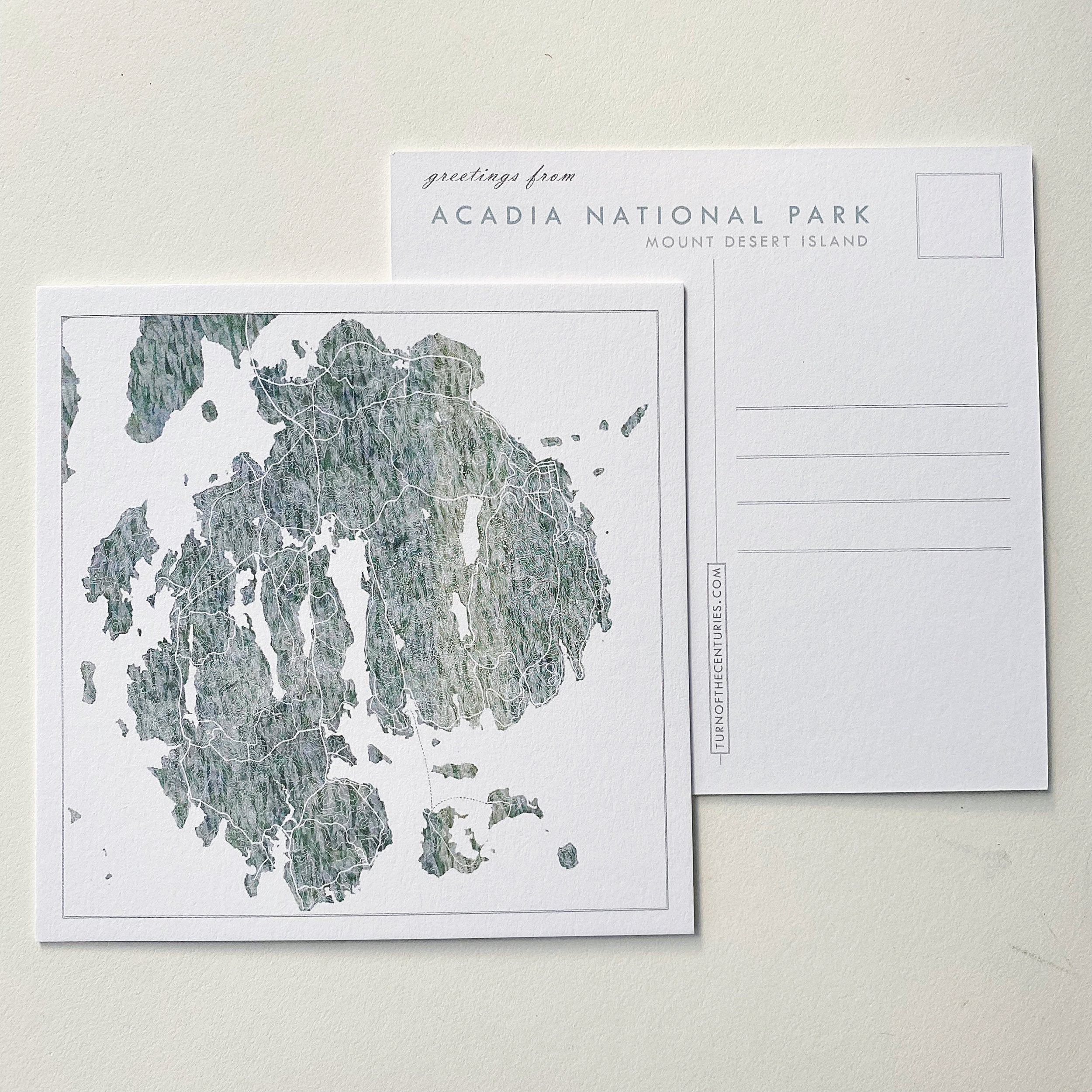 ACADIA National Park Mount Desert Island MAINE Map Postcard