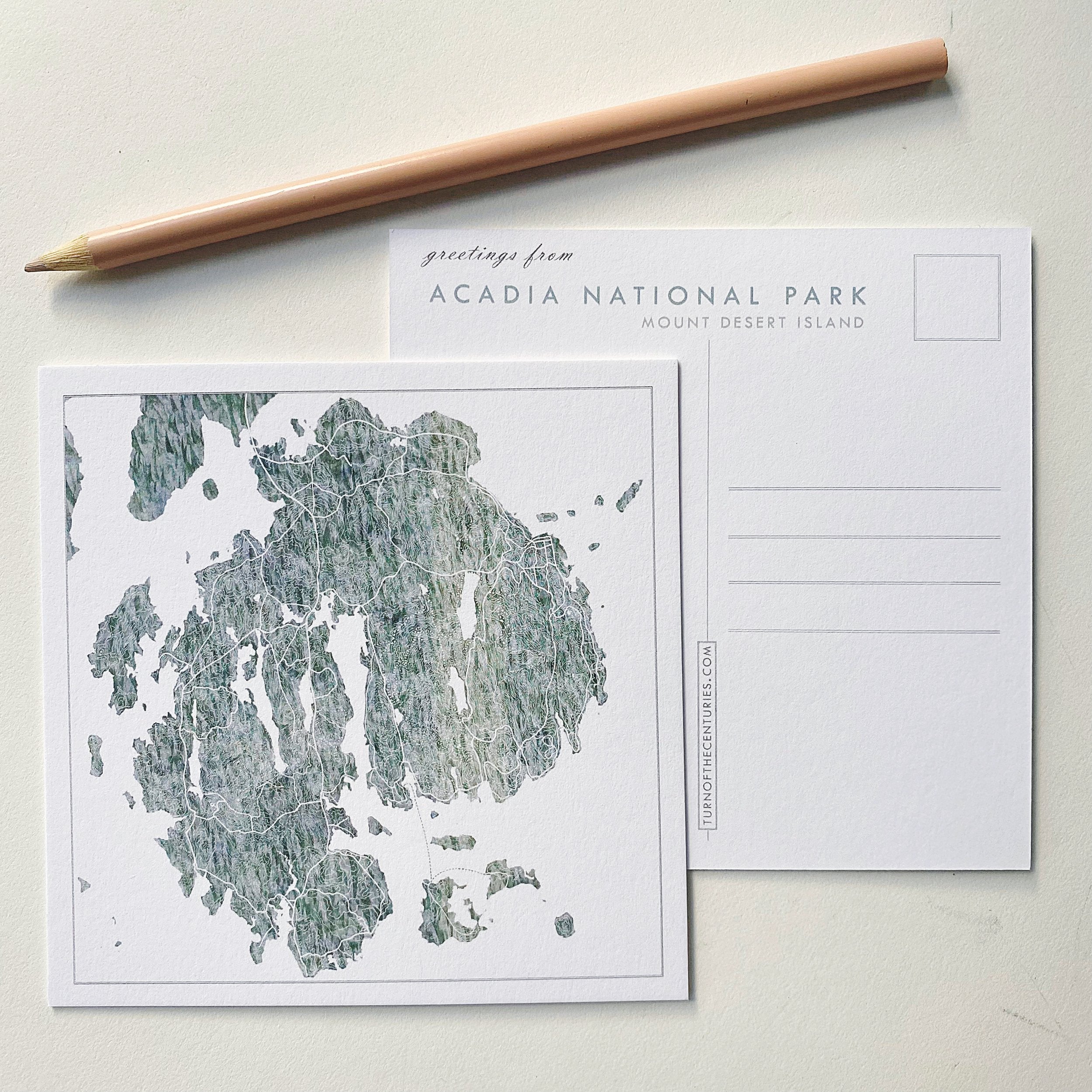 ACADIA National Park Mount Desert Island MAINE Map Postcard