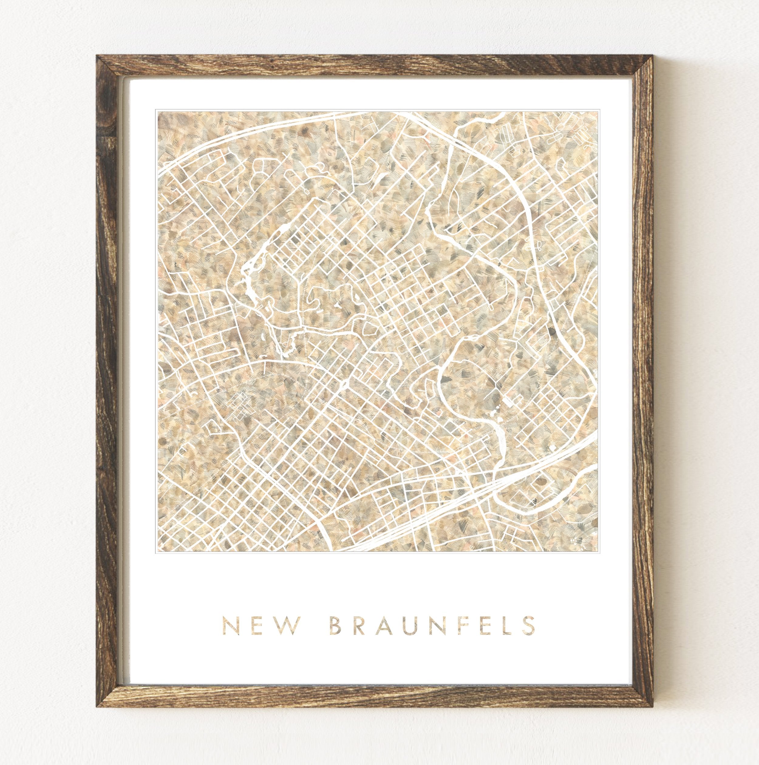 NEW BRAUNFELS Urban Fabrics City Map: PRINT