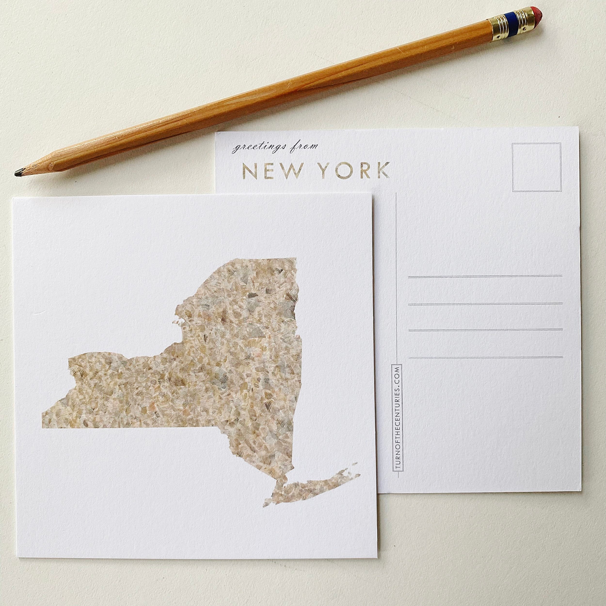 NEW YORK State Map Postcard
