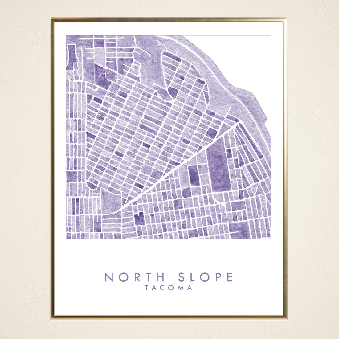 North Slope TACOMA Neighborhood Watercolor Map: PRINT