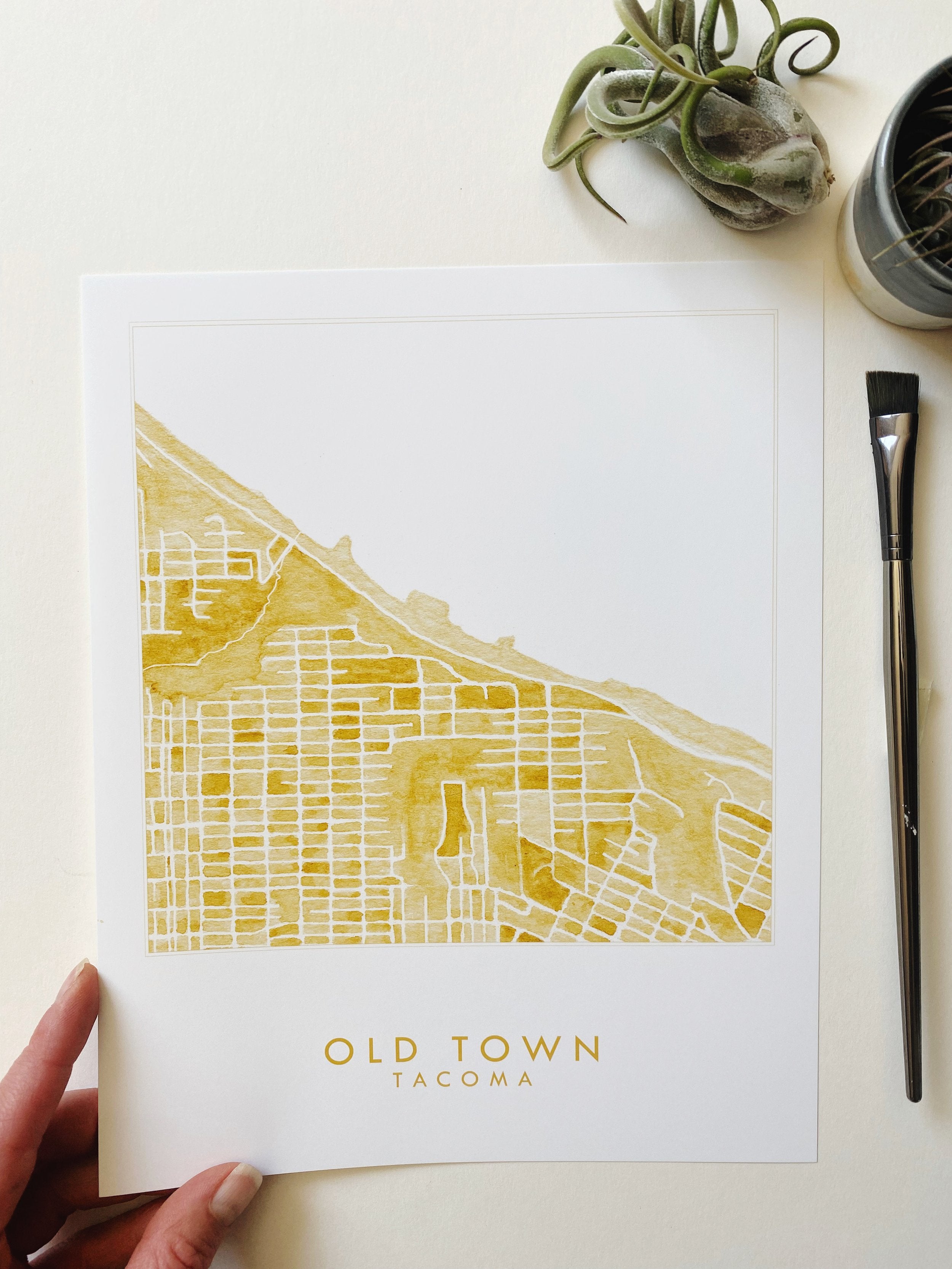 Old Town TACOMA Neighborhood Watercolor Map: PRINT