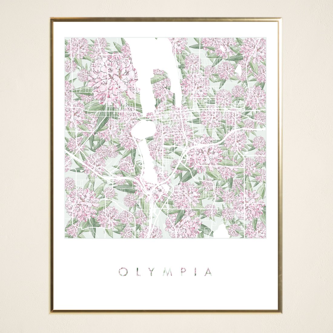OLYMPIA Washington Rhododendrons Botanical Map: PRINT