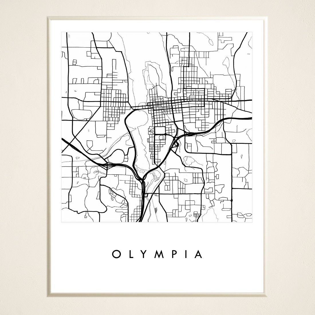 OLYMPIA Washington City Lines Map: PRINT