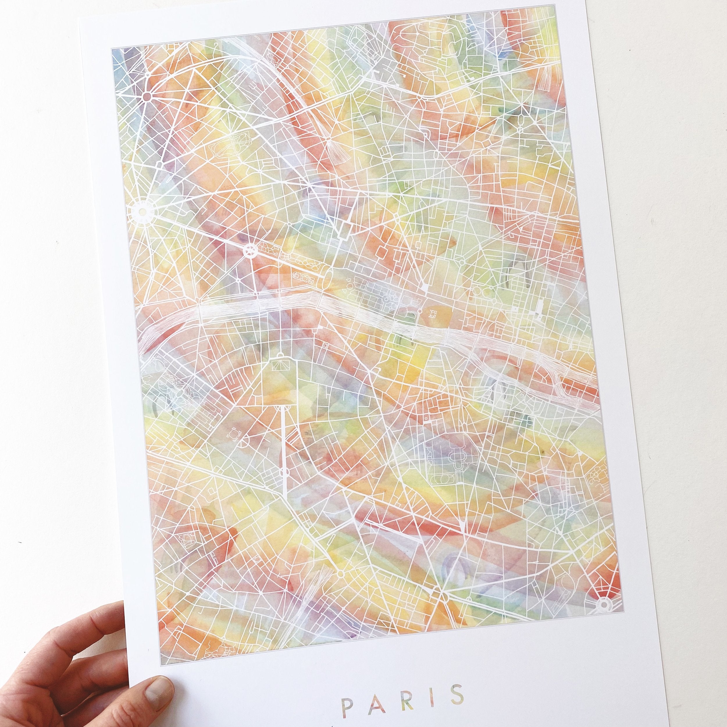 PARIS Pride Rainbow Watercolor Map: PRINT