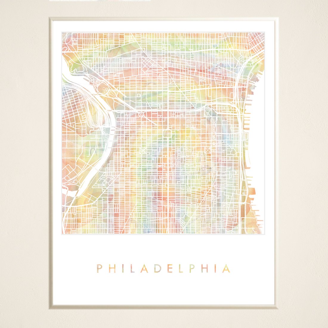 PHILADELPHIA Pride Rainbow Watercolor Map: PRINT