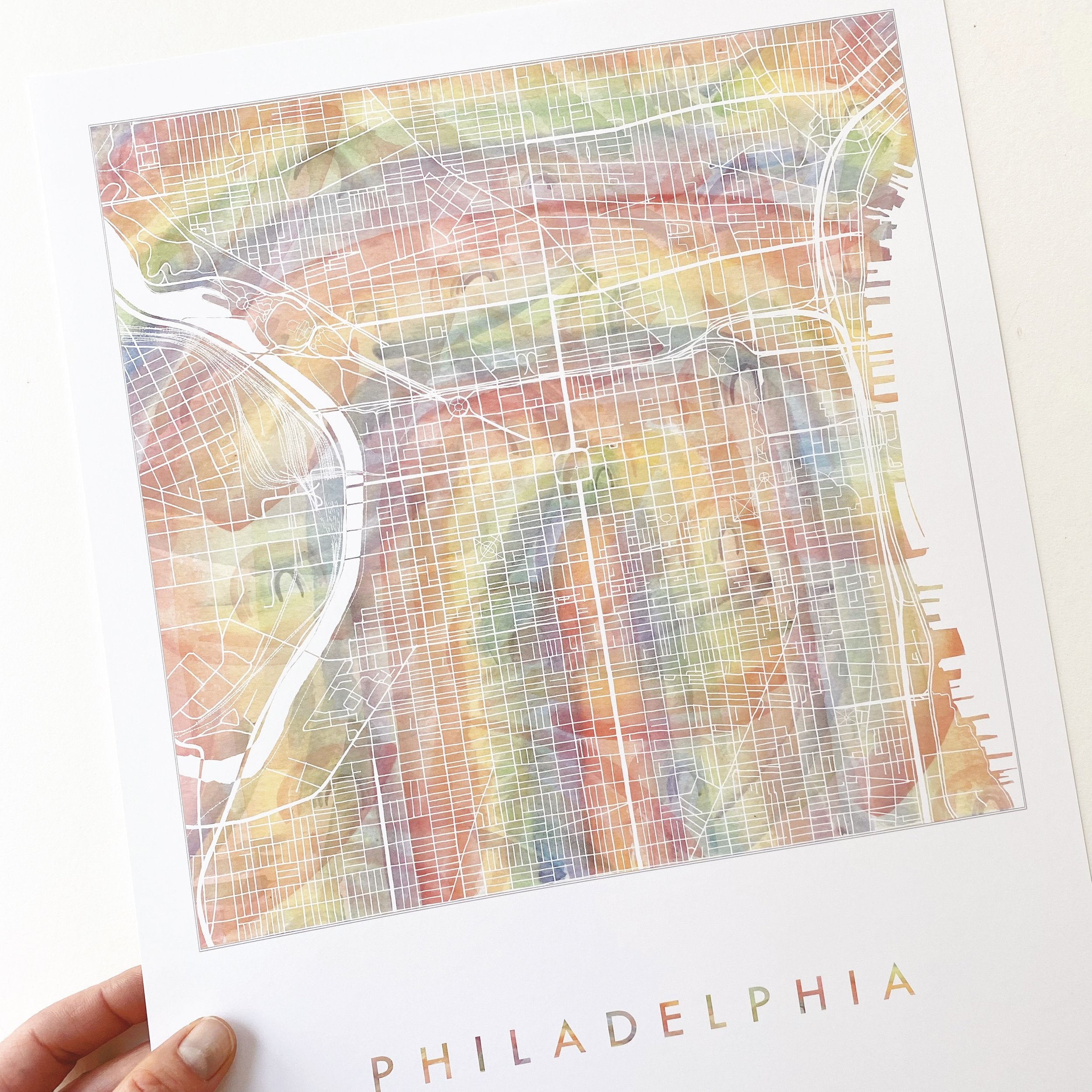 PHILADELPHIA Pride Rainbow Watercolor Map: PRINT