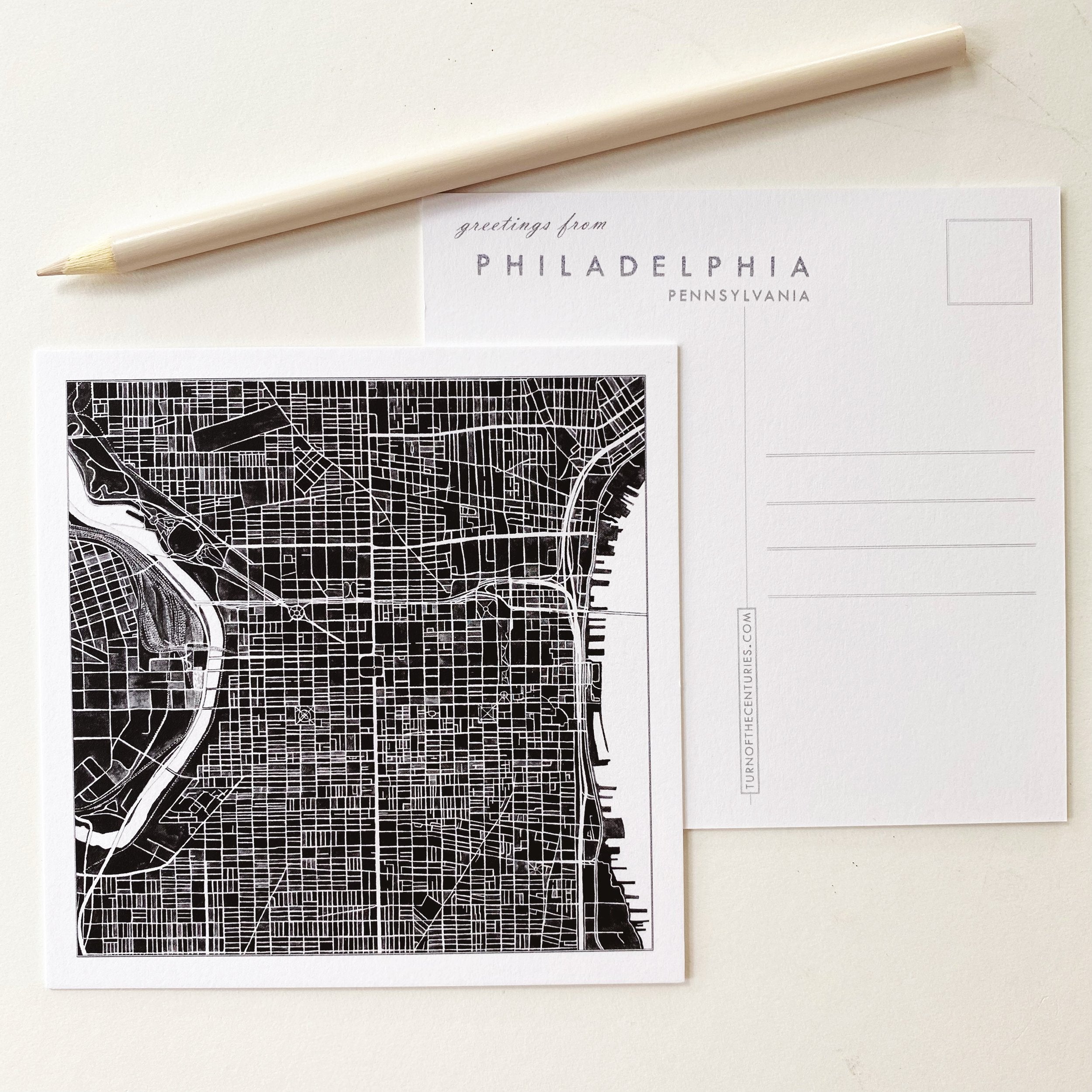 PHILADELPHIA Pennsylvania Map Postcard