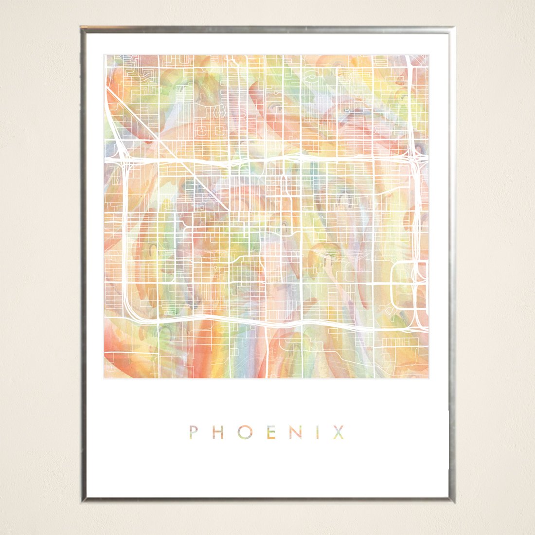 PHOENIX Pride Rainbow Watercolor Map: PRINT