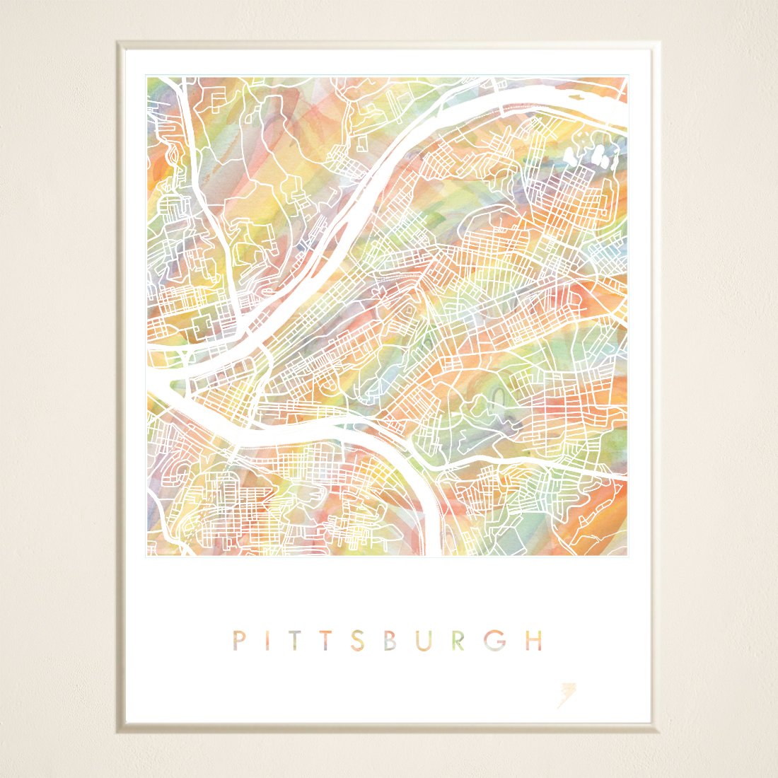 PITTSBURGH Pride Rainbow Watercolor Map: PRINT