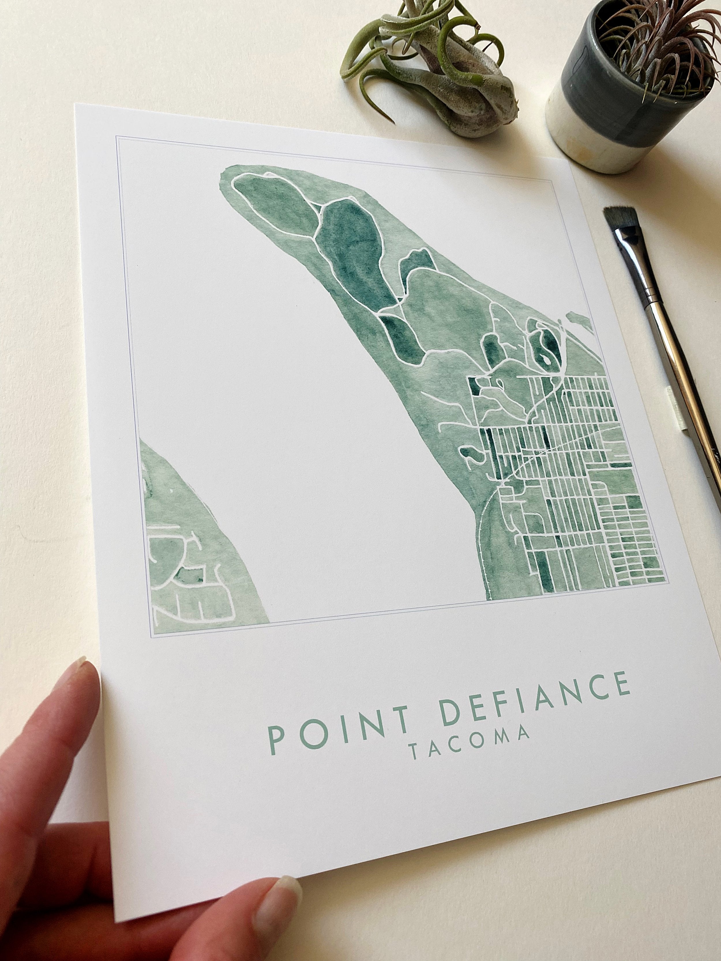 Point Defiance TACOMA Neighborhood Watercolor Map: PRINT