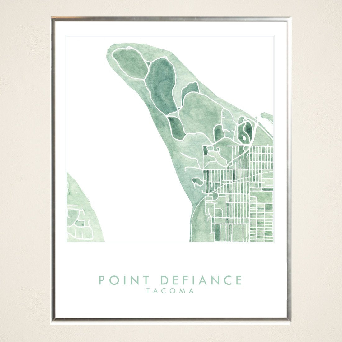 Point Defiance TACOMA Neighborhood Watercolor Map: PRINT