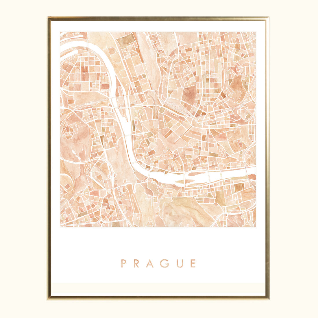PRAGUE Watercolor City Blocks Map: PRINT