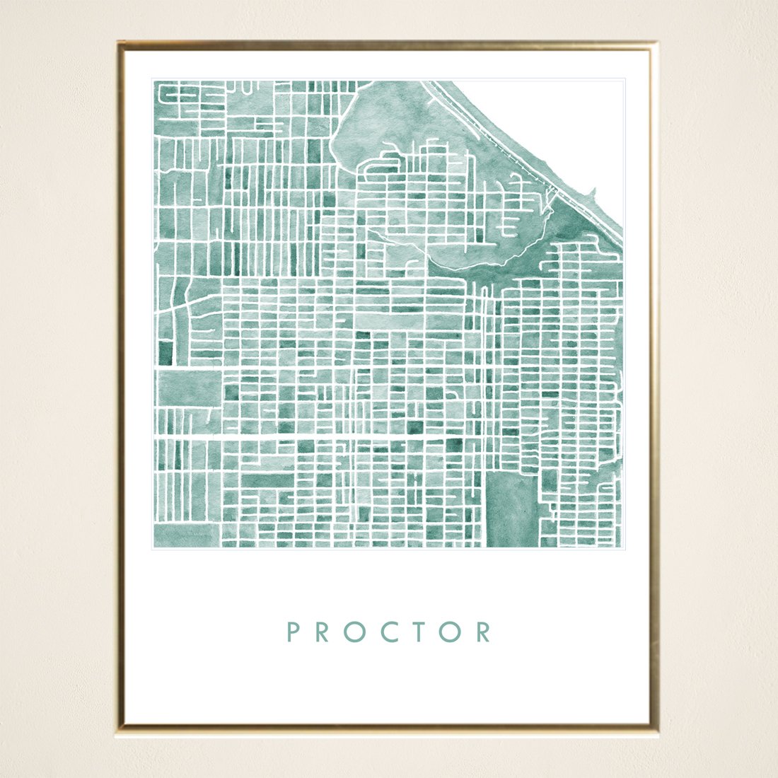 Proctor TACOMA Watercolor City Blocks Map: PRINT