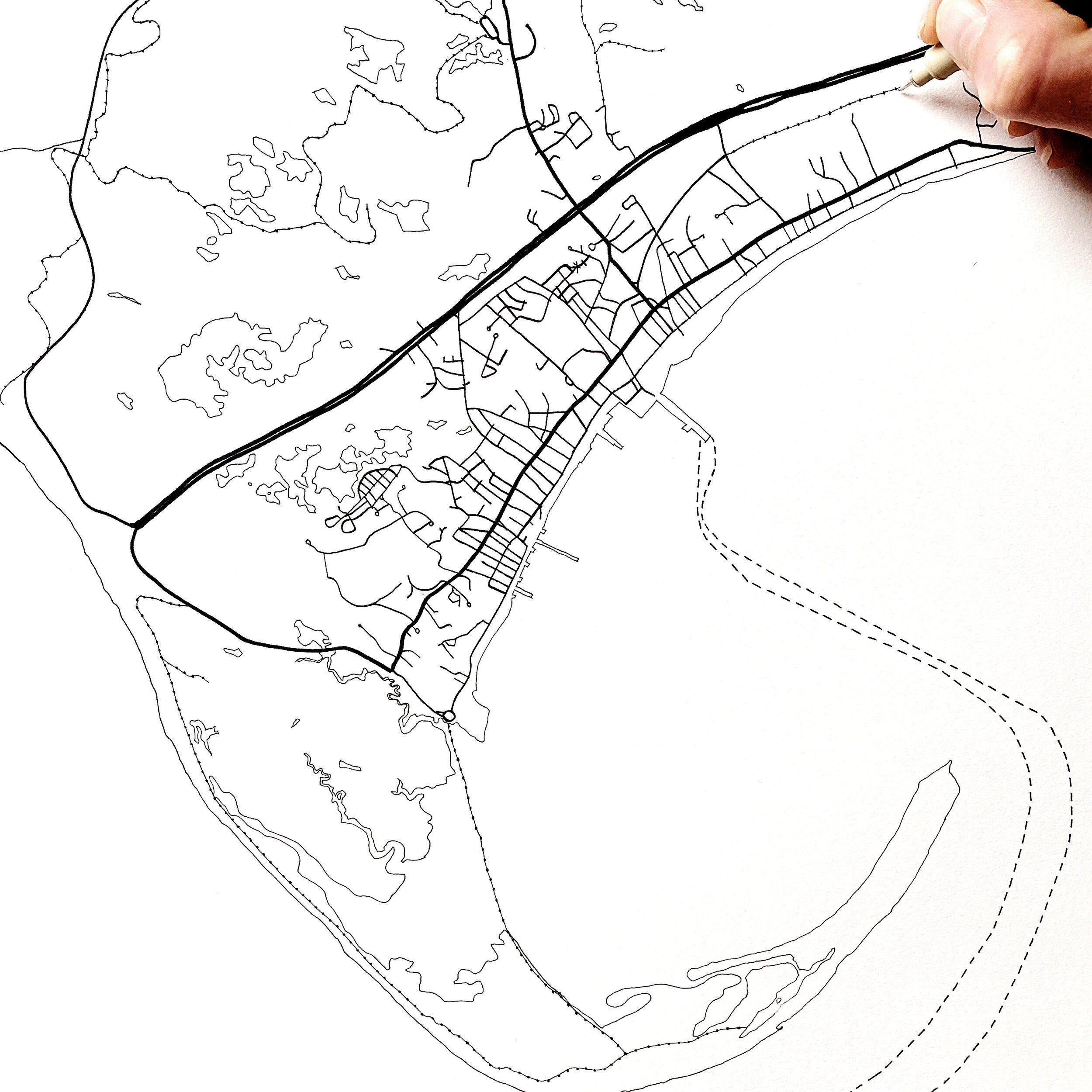 PROVINCETOWN Cape Cod: Watercolor City Blocks Map: ORIGINAL (Commission)