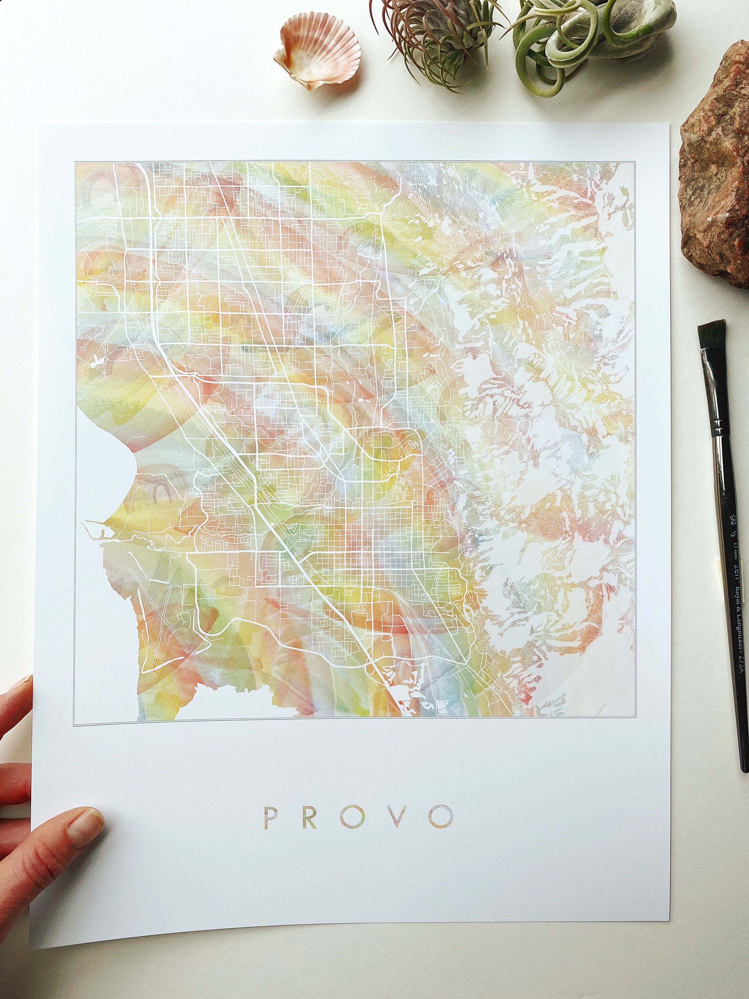 PROVO Pride Rainbow Watercolor Map: PRINT