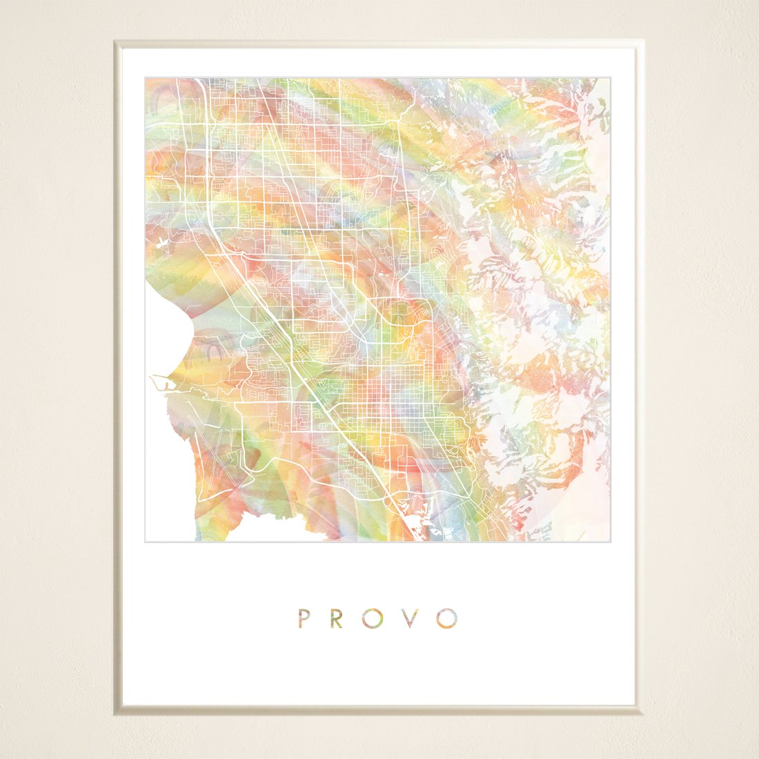 PROVO Pride Rainbow Watercolor Map: PRINT