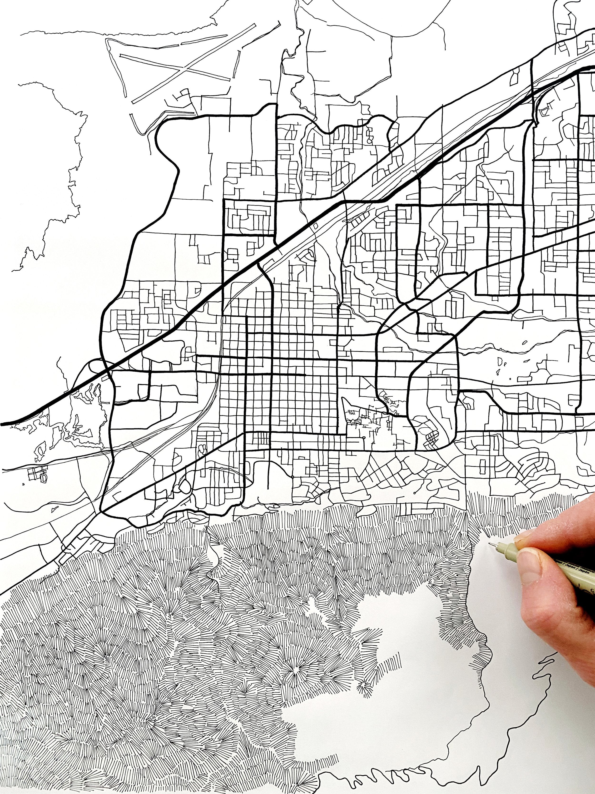 PROVO Topographical City Map Drawing: PRINT