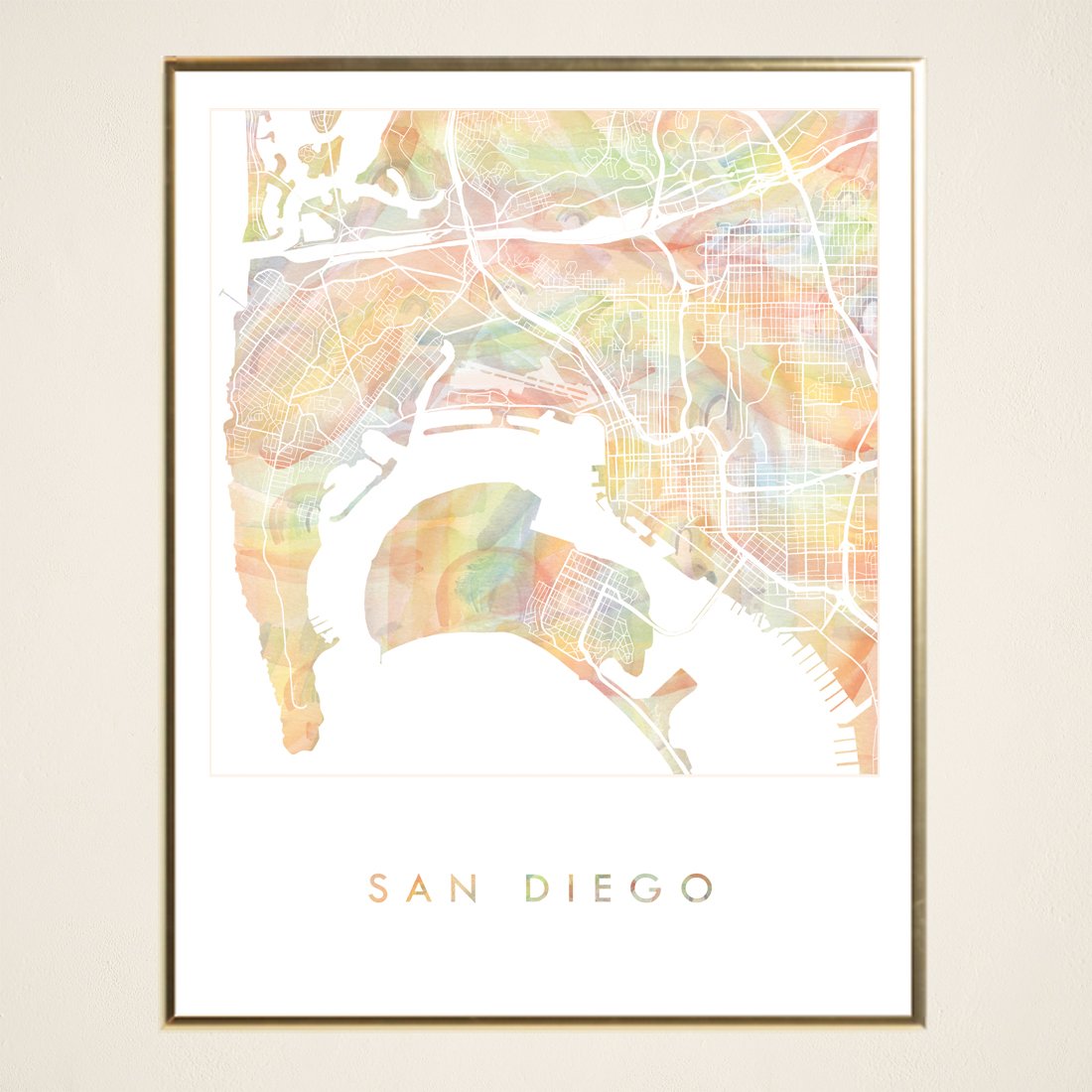 SAN DIEGO Pride Rainbow Watercolor Map: PRINT